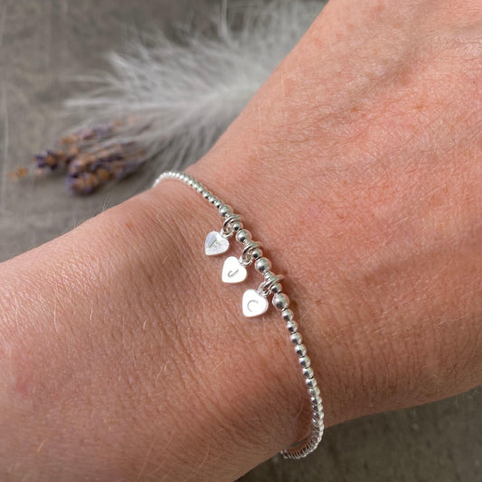 Dainty Personalised Bracelet with Family Initials in Sterling Silver