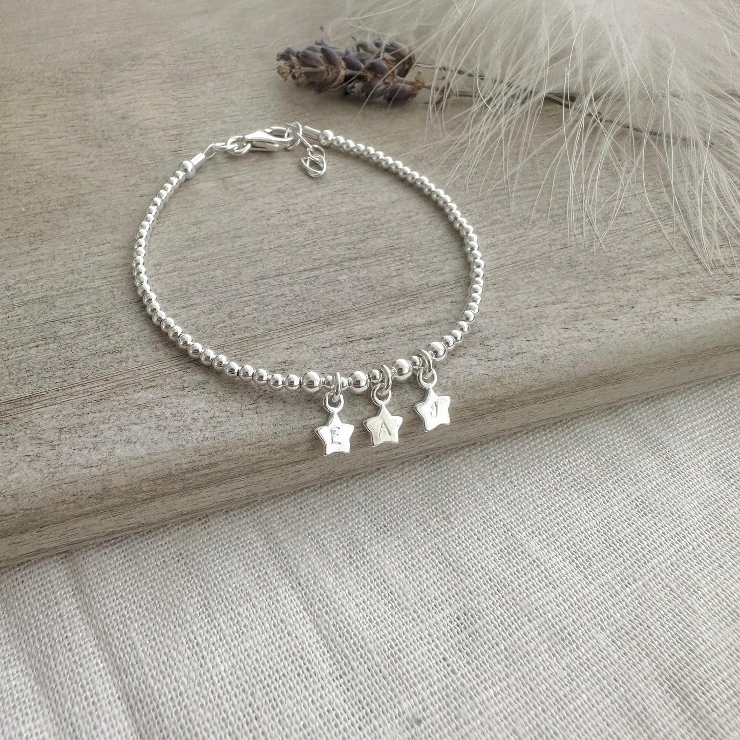 Stars Family Initial Bracelet in Sterling Silver