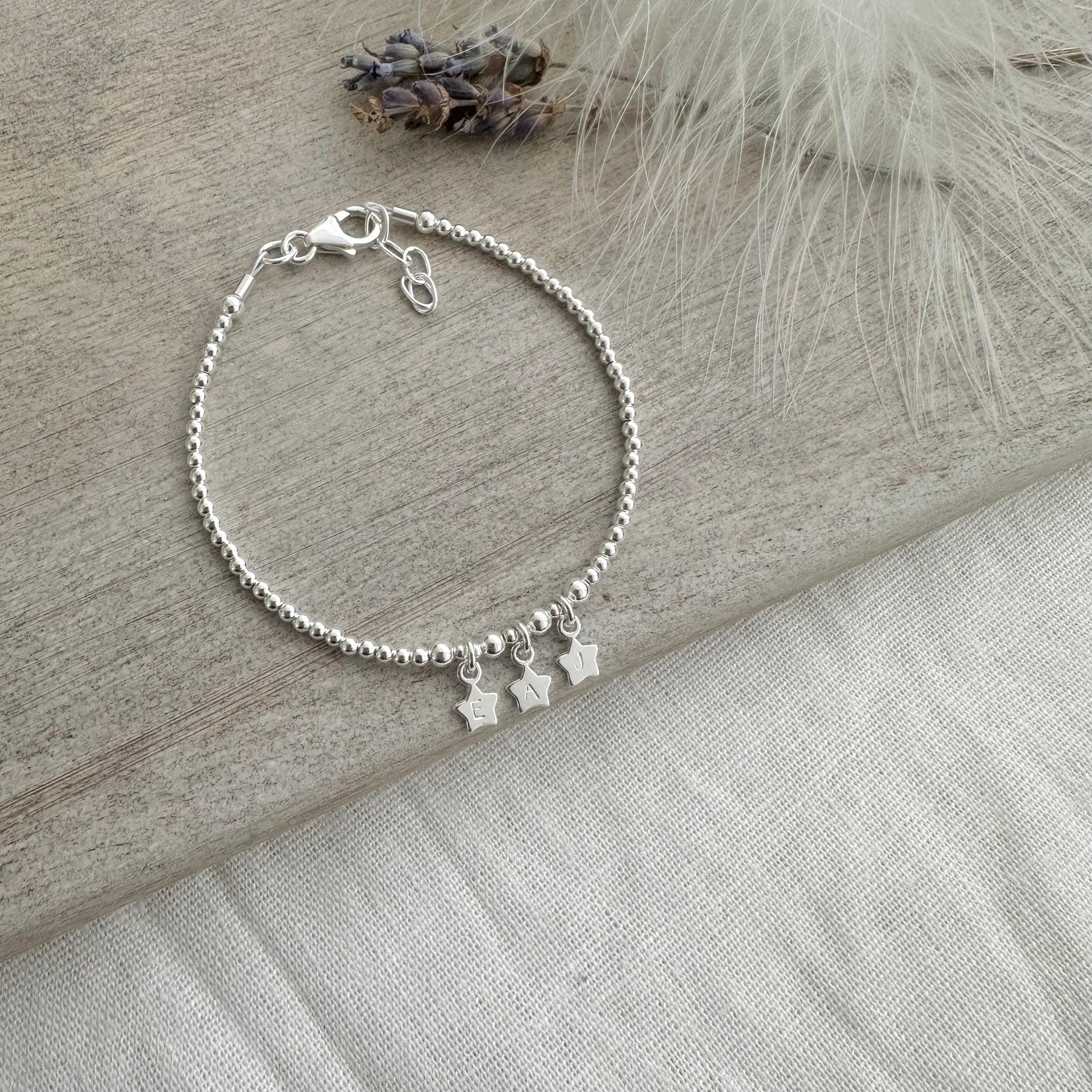 Stars Family Initial Bracelet in Sterling Silver