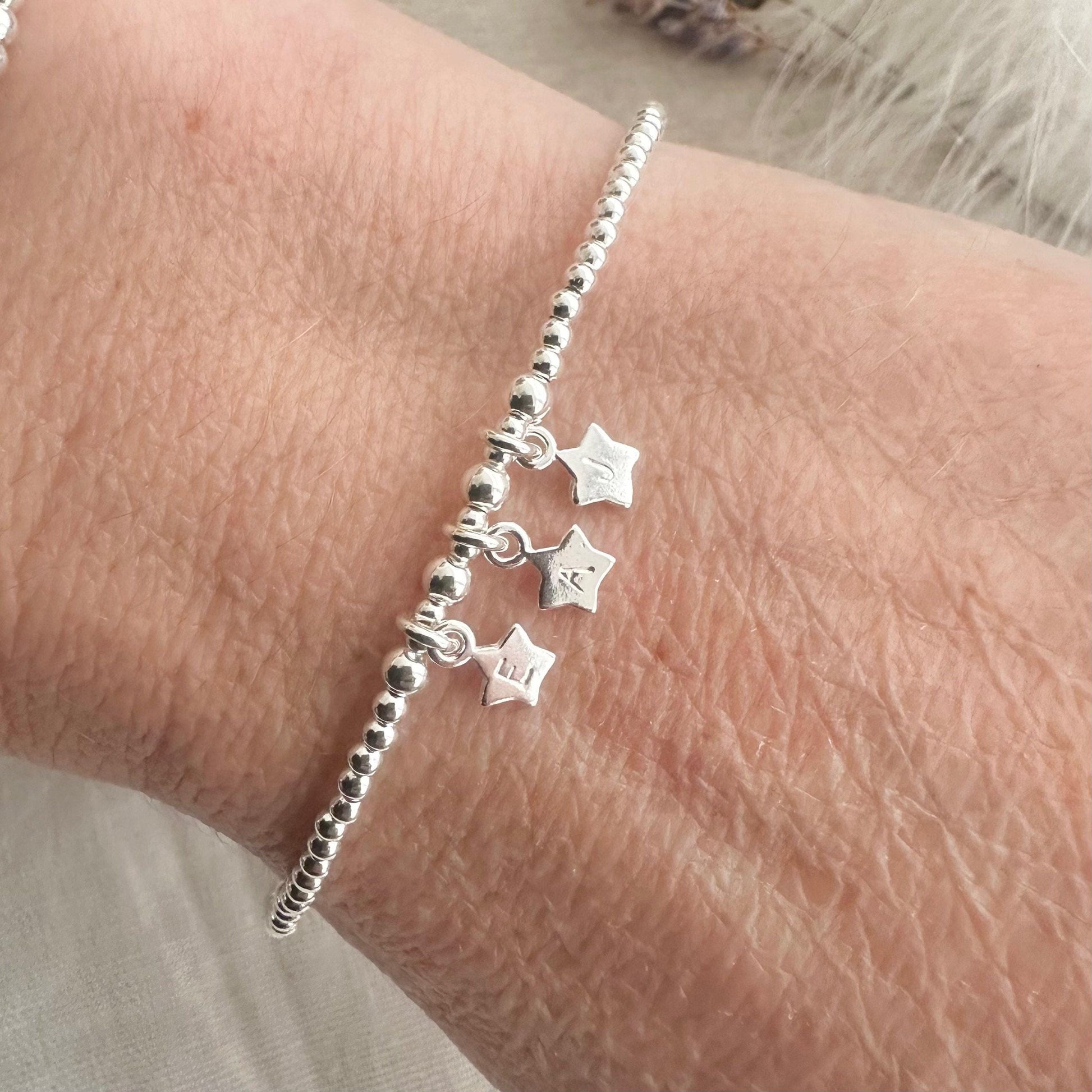 Stars Family Initial Bracelet in Sterling Silver