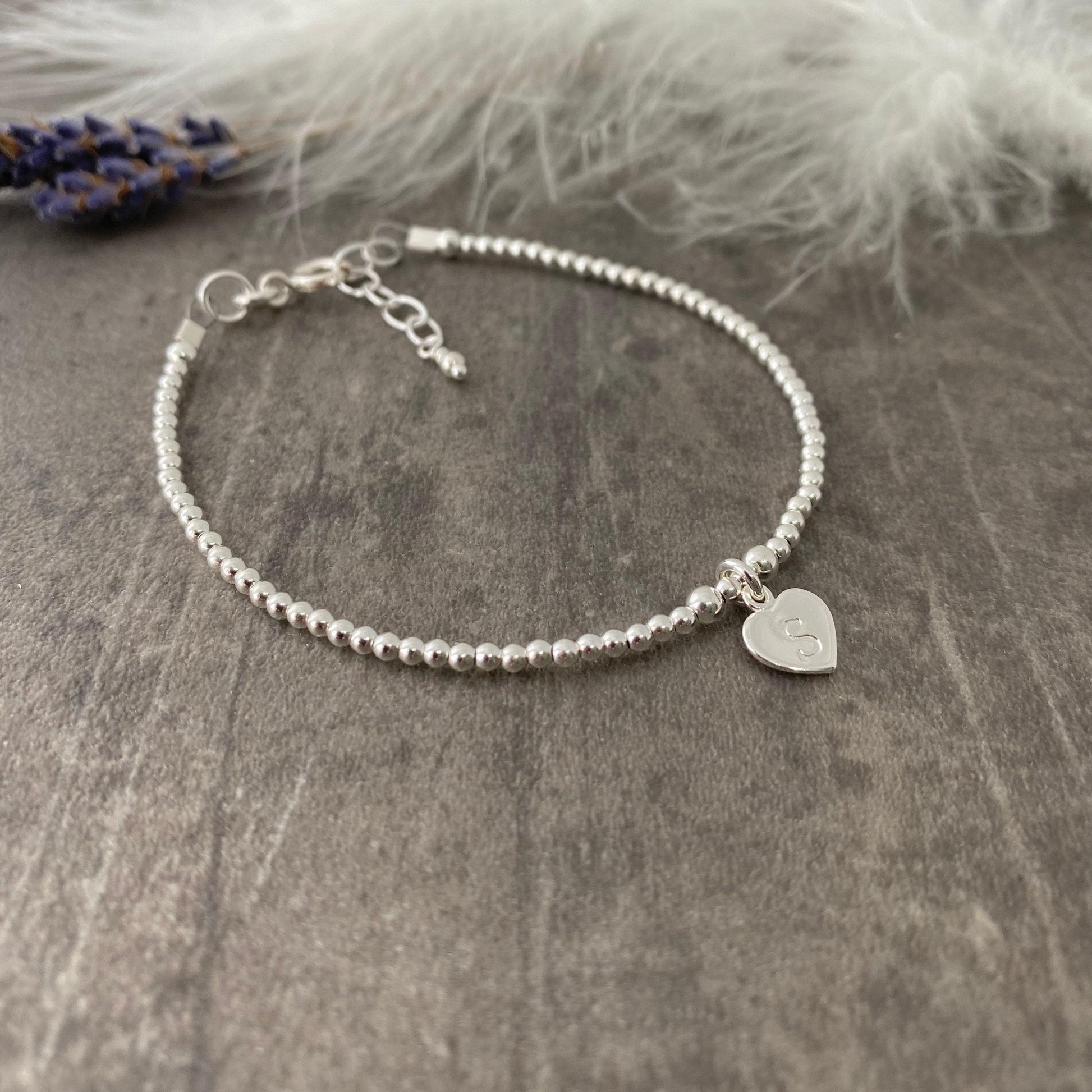 Sterling Silver Initial Bracelet, Dainty personalised Bracelet