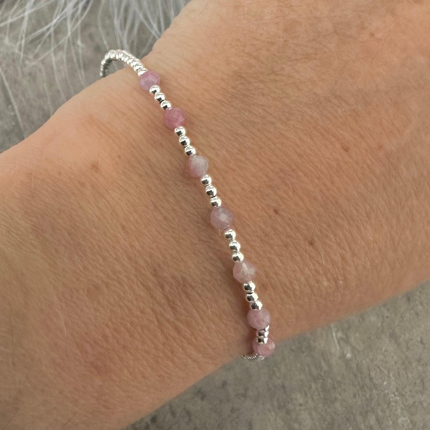 October Birthstone Pink Tourmaline Sterling Silver Bracelet