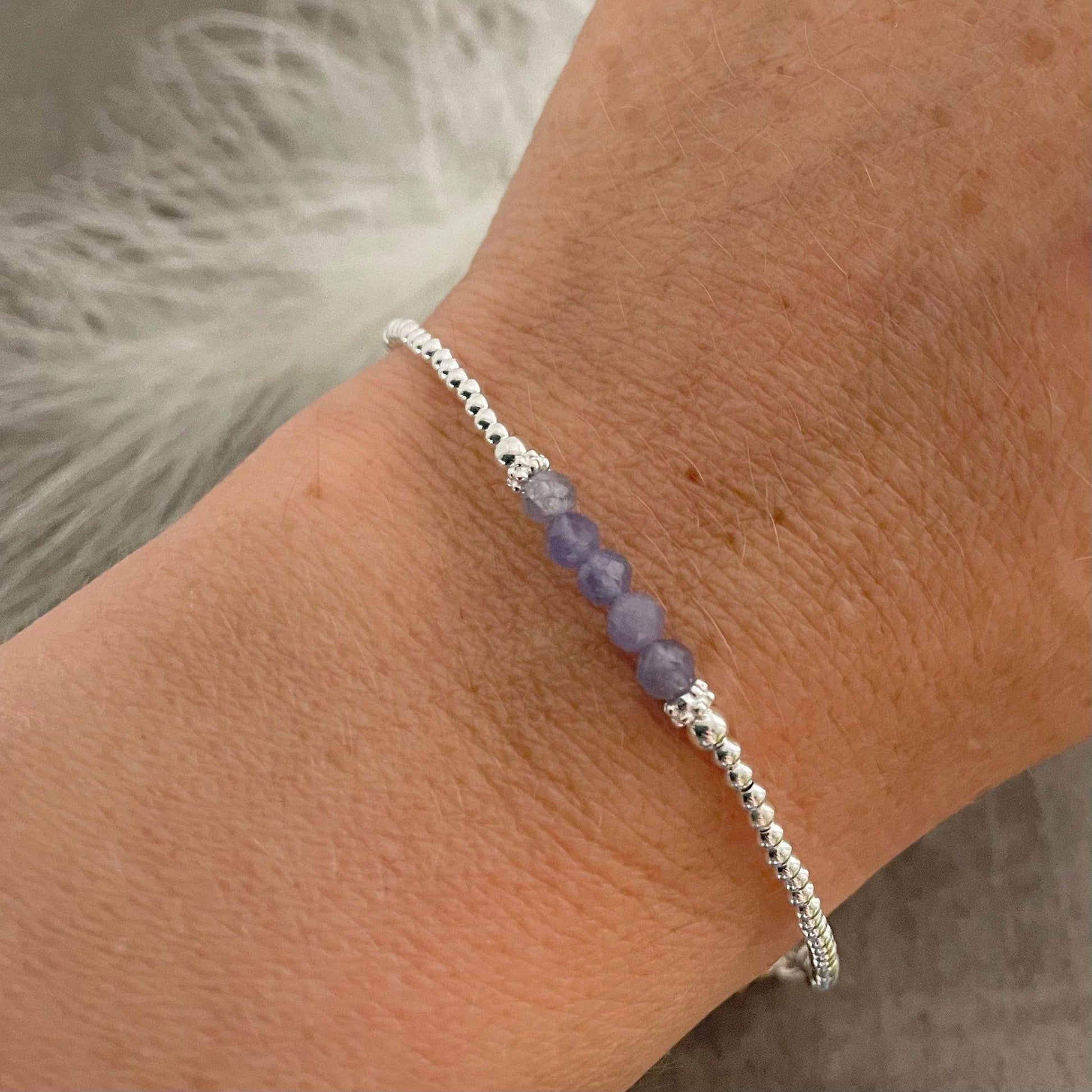 Tanzanite Bracelet, December Birthstone, skinny bracelet