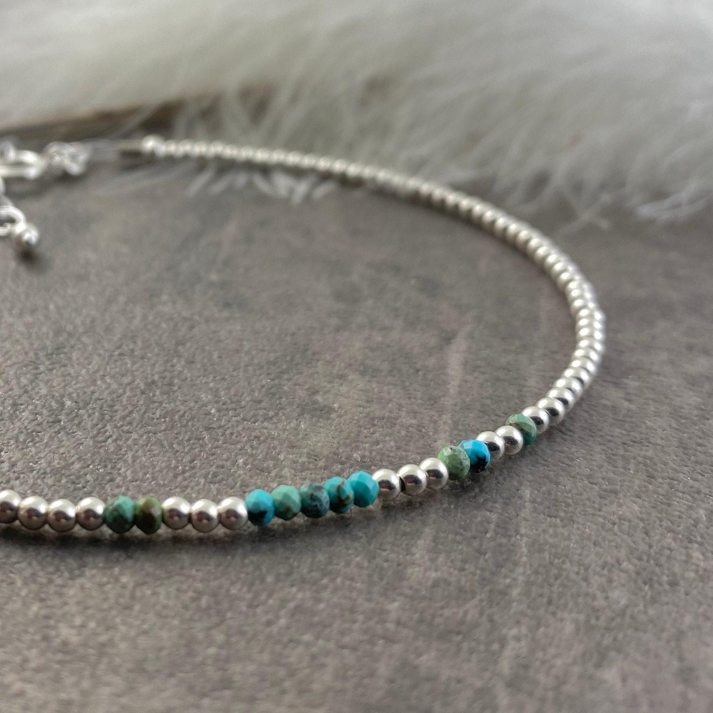 Blue Turquoise Anklet, Gemstone Ankle Bracelet Jewellery with December Birthstone