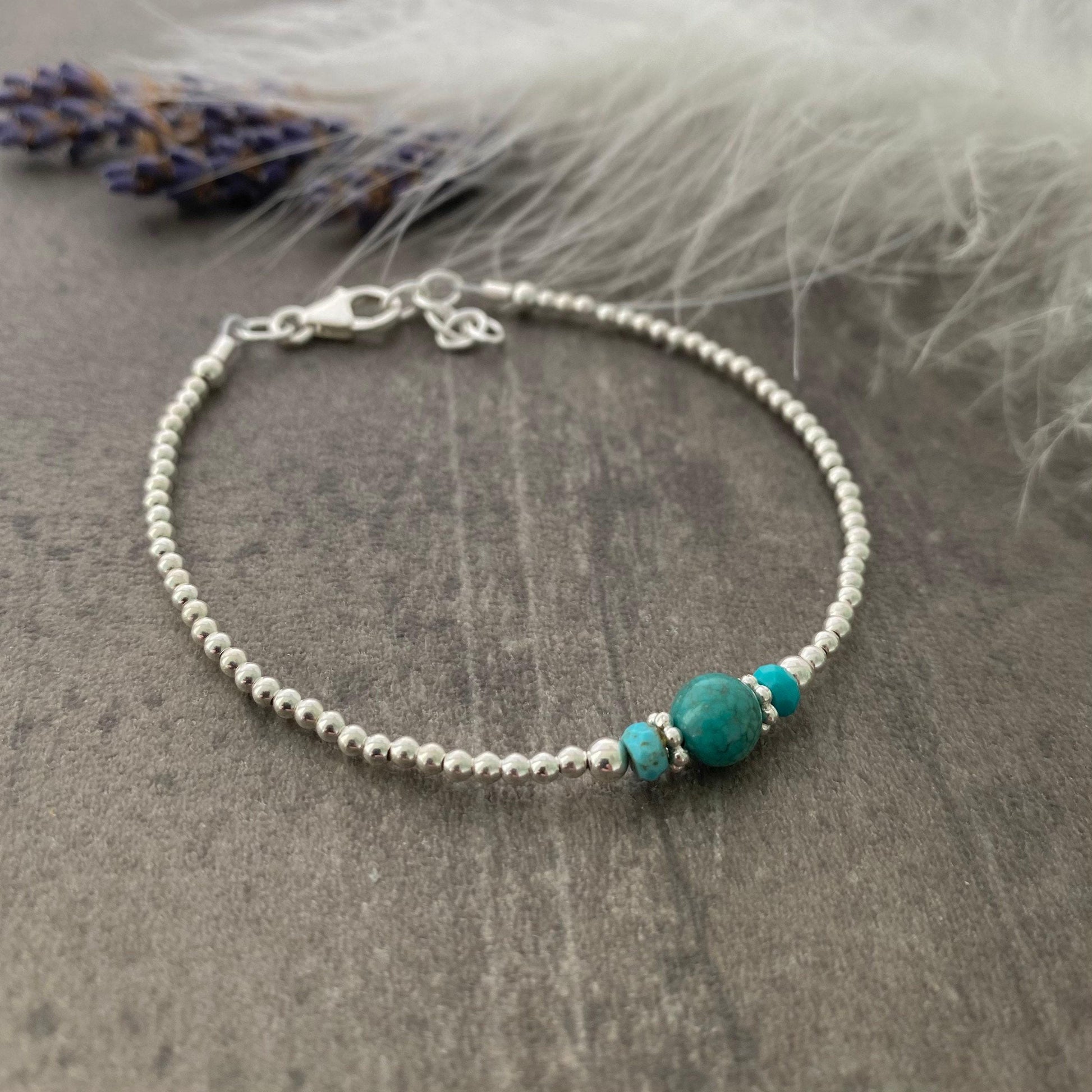 Turquoise Bracelet the December Birthstone in Sterling Silver, Bracelets for Women