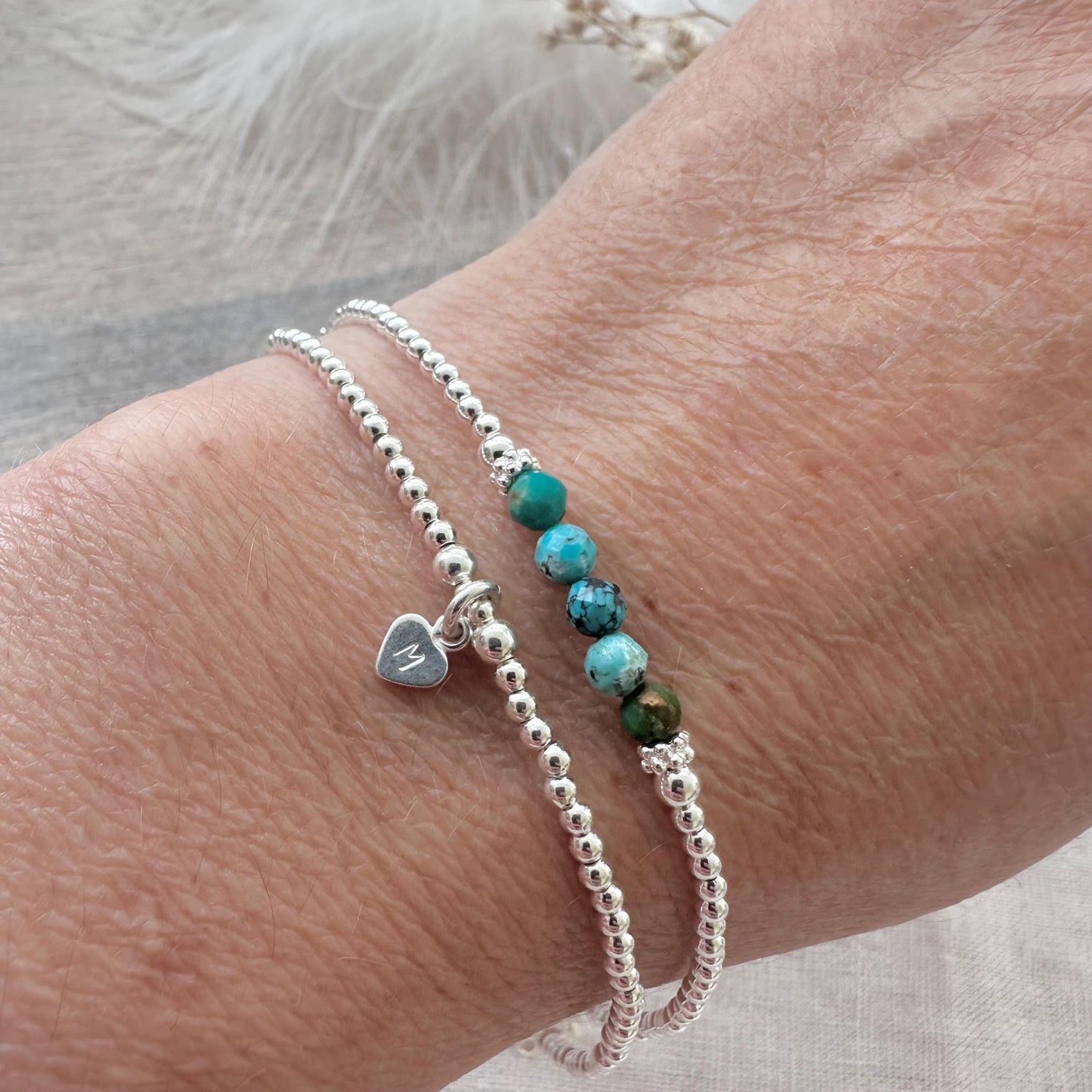 Personalised Turquoise Bracelet Set, December Birthstone Jewellery