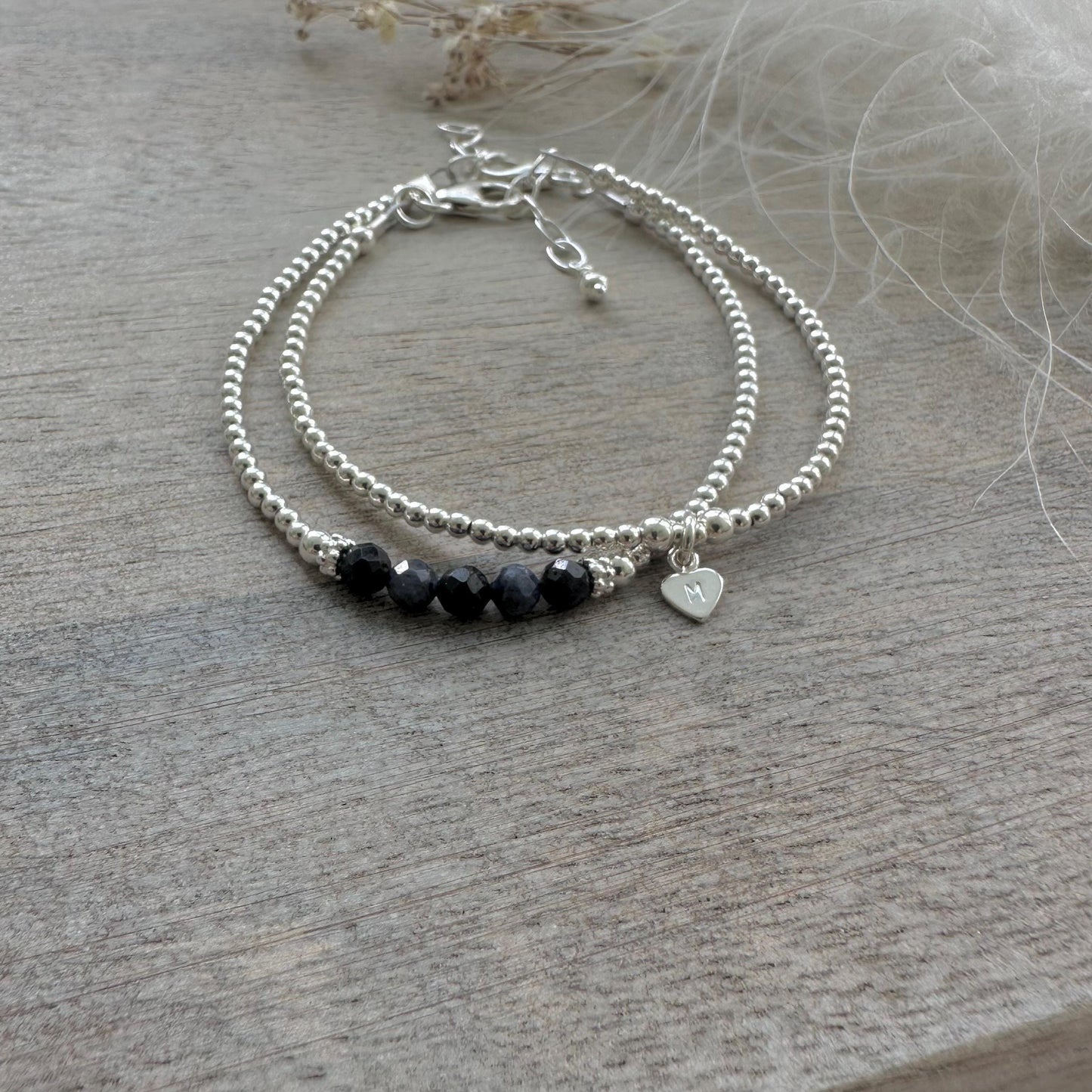 Personalised Sapphire Bracelet Set, September Birthstone Jewellery