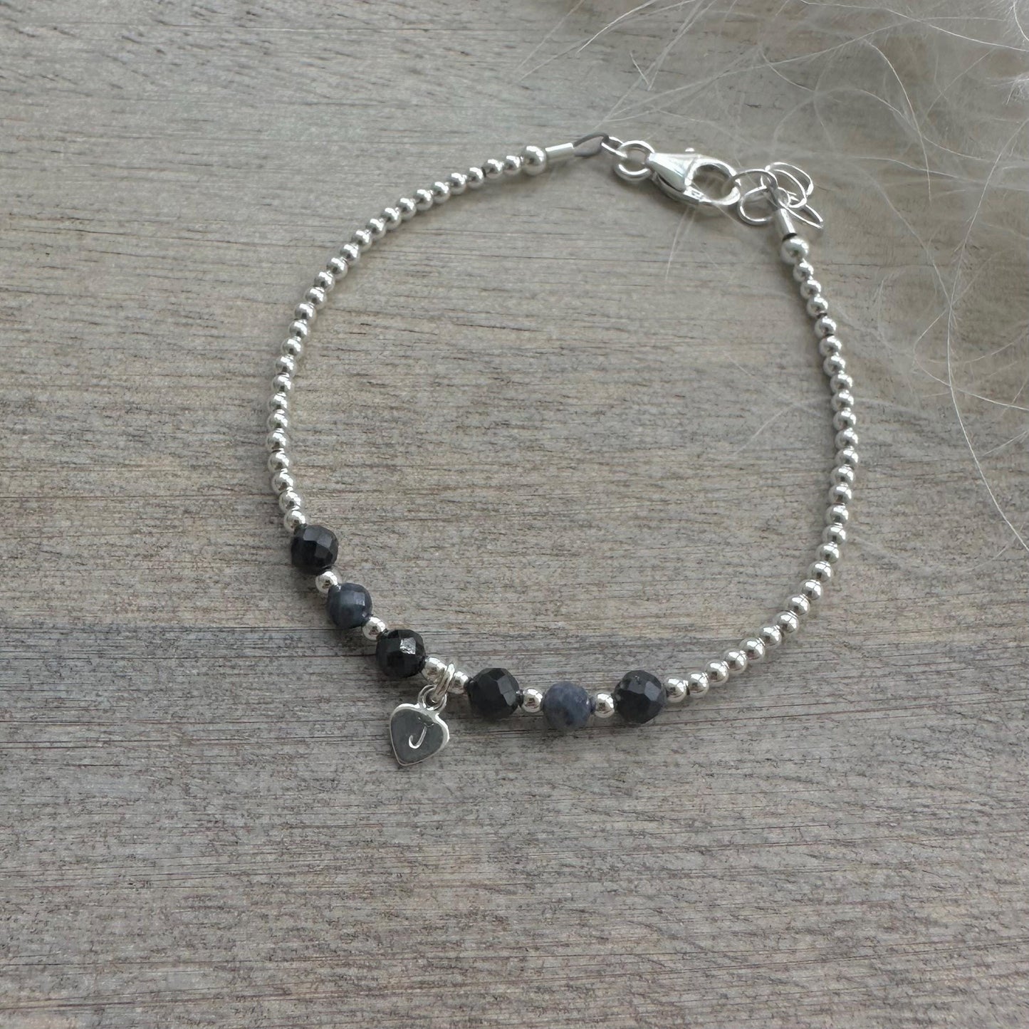 Personalised Sapphire Bracelet, Dainty September Birthstone Jewellery in Sterling Silver