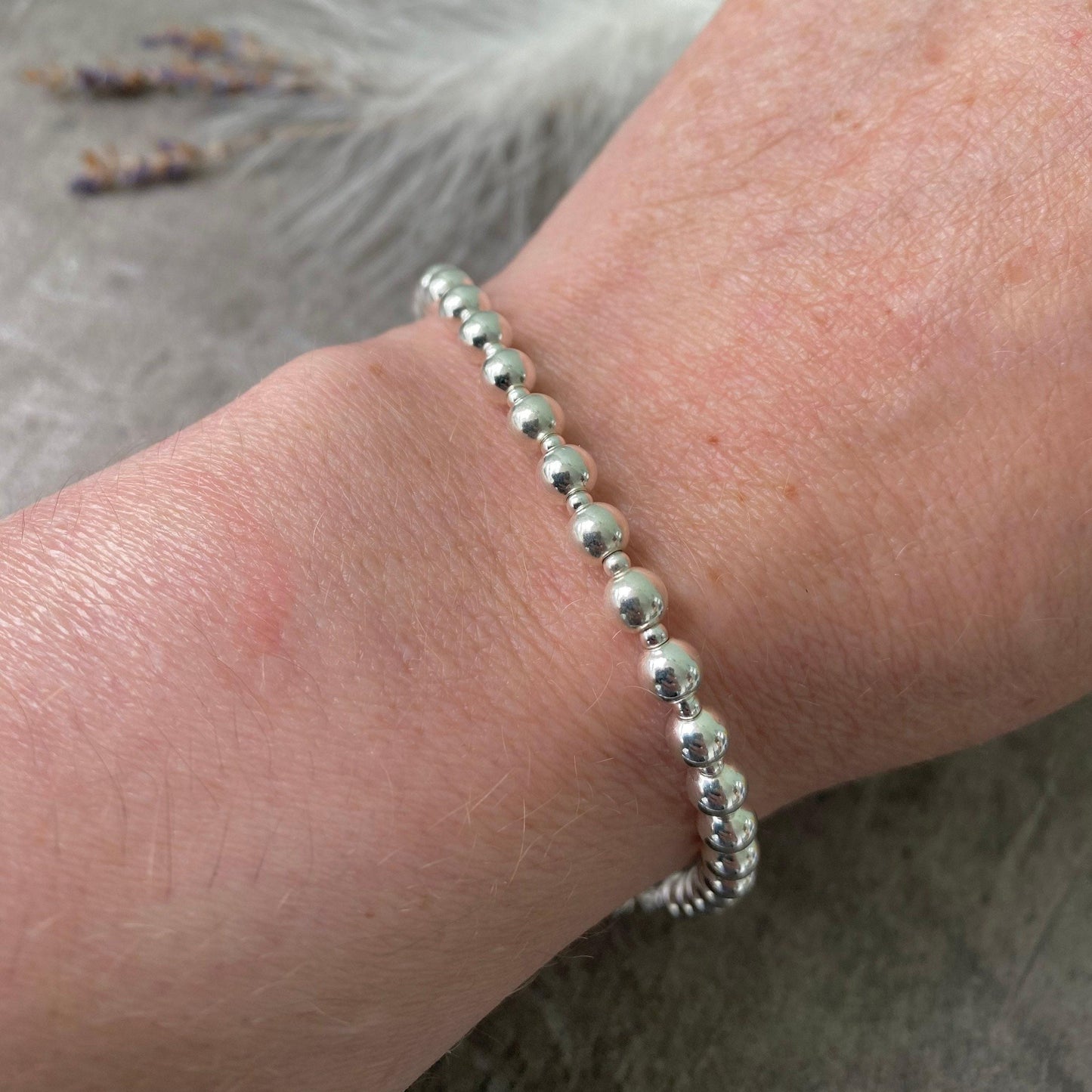 Sterling Silver Bracelet 5mm beads, Stacking Bracelet