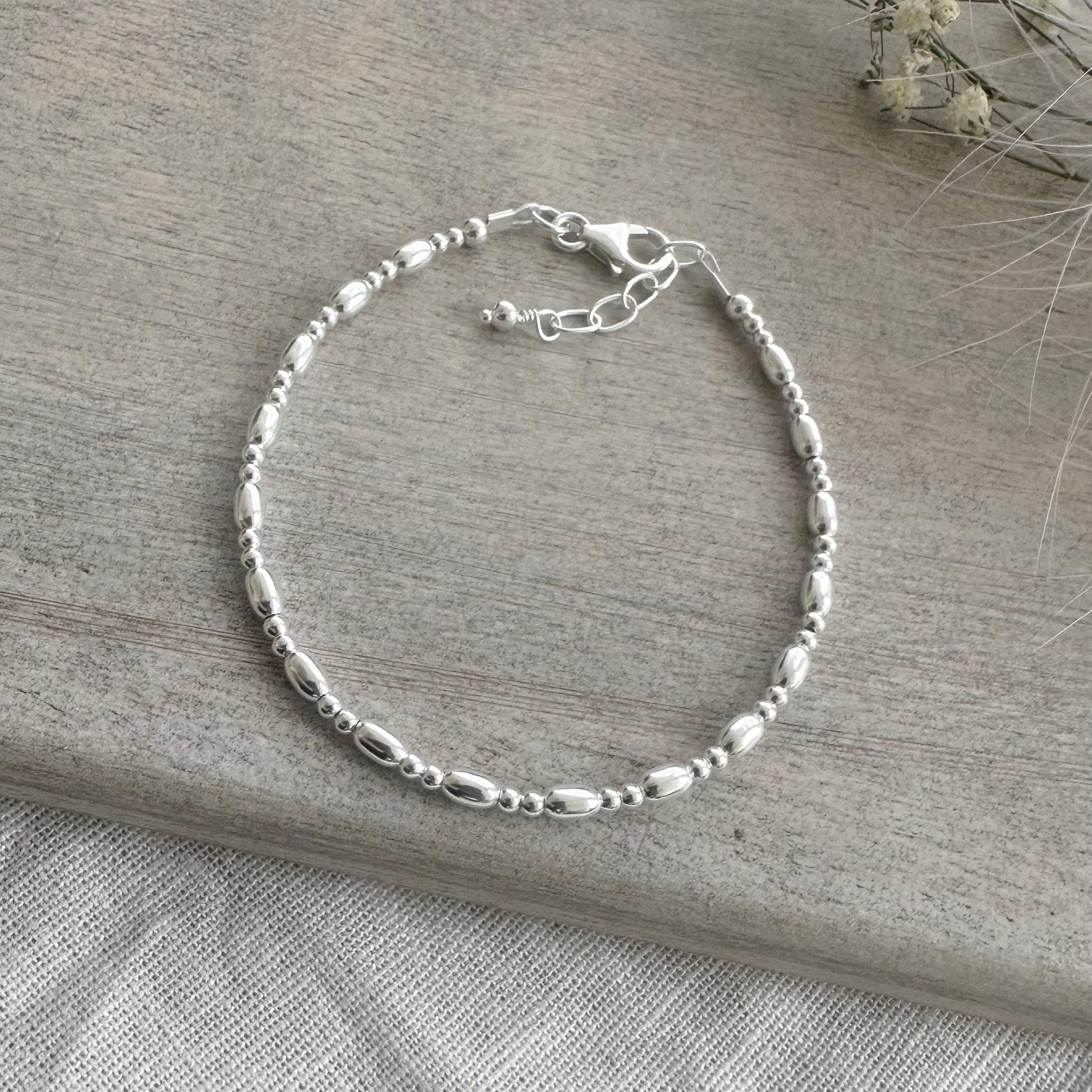 Sterling Silver Oval Layering bracelet, Stacking Bracelets for women