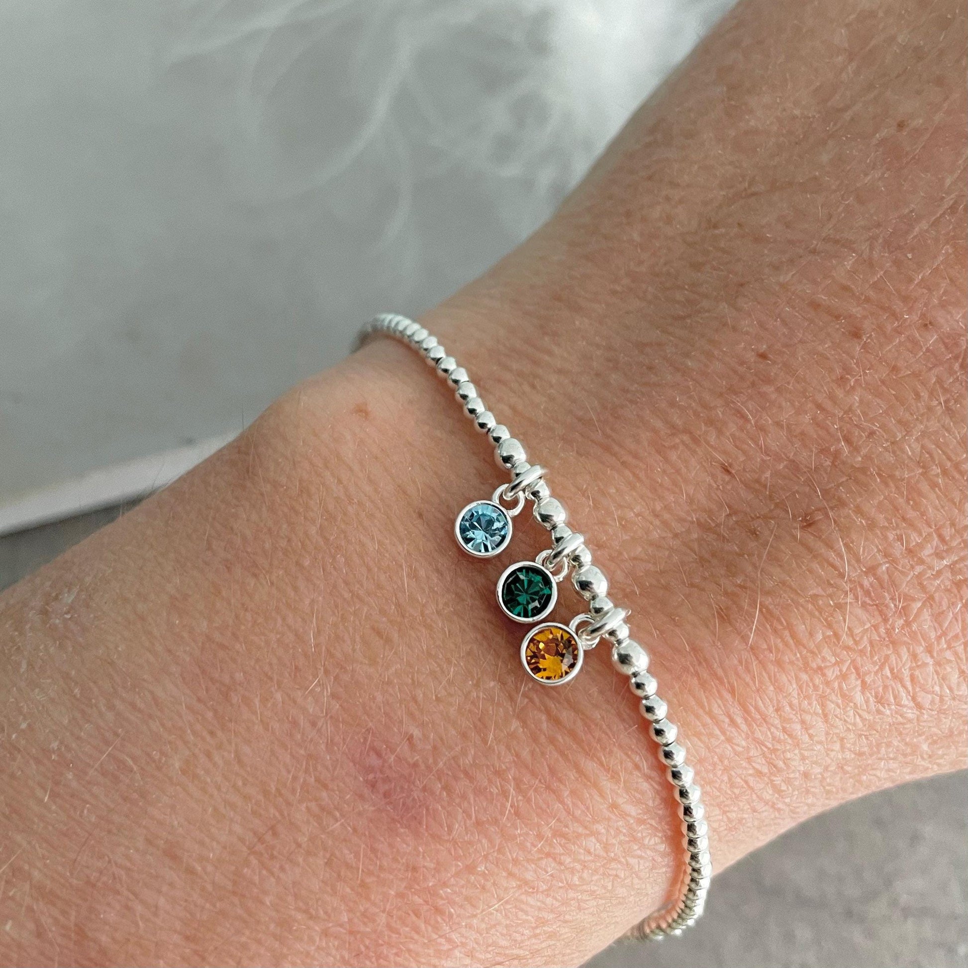 Crystal Birthstone Bracelet For Mums Mothers Day Gift, Family Birthstone Jewellery