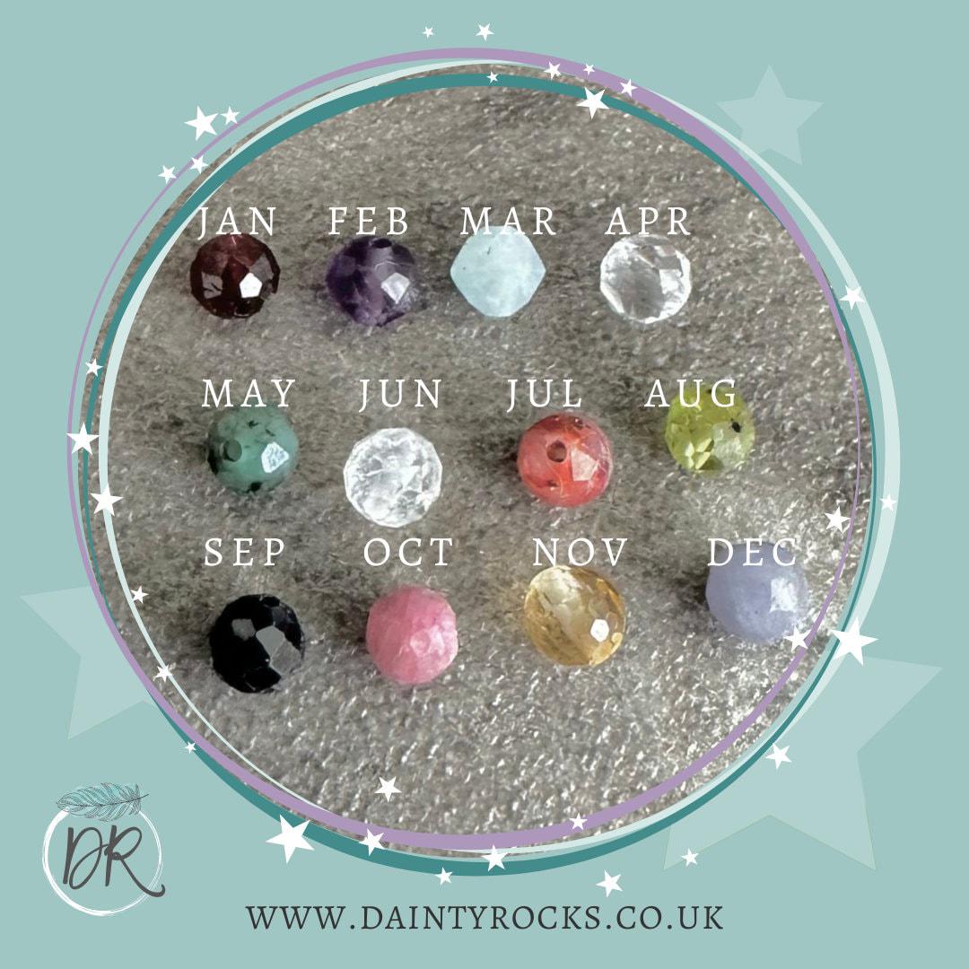 Personalised Birthstone Bracelet, Dainty Silver Bracelet with Family Birthstones