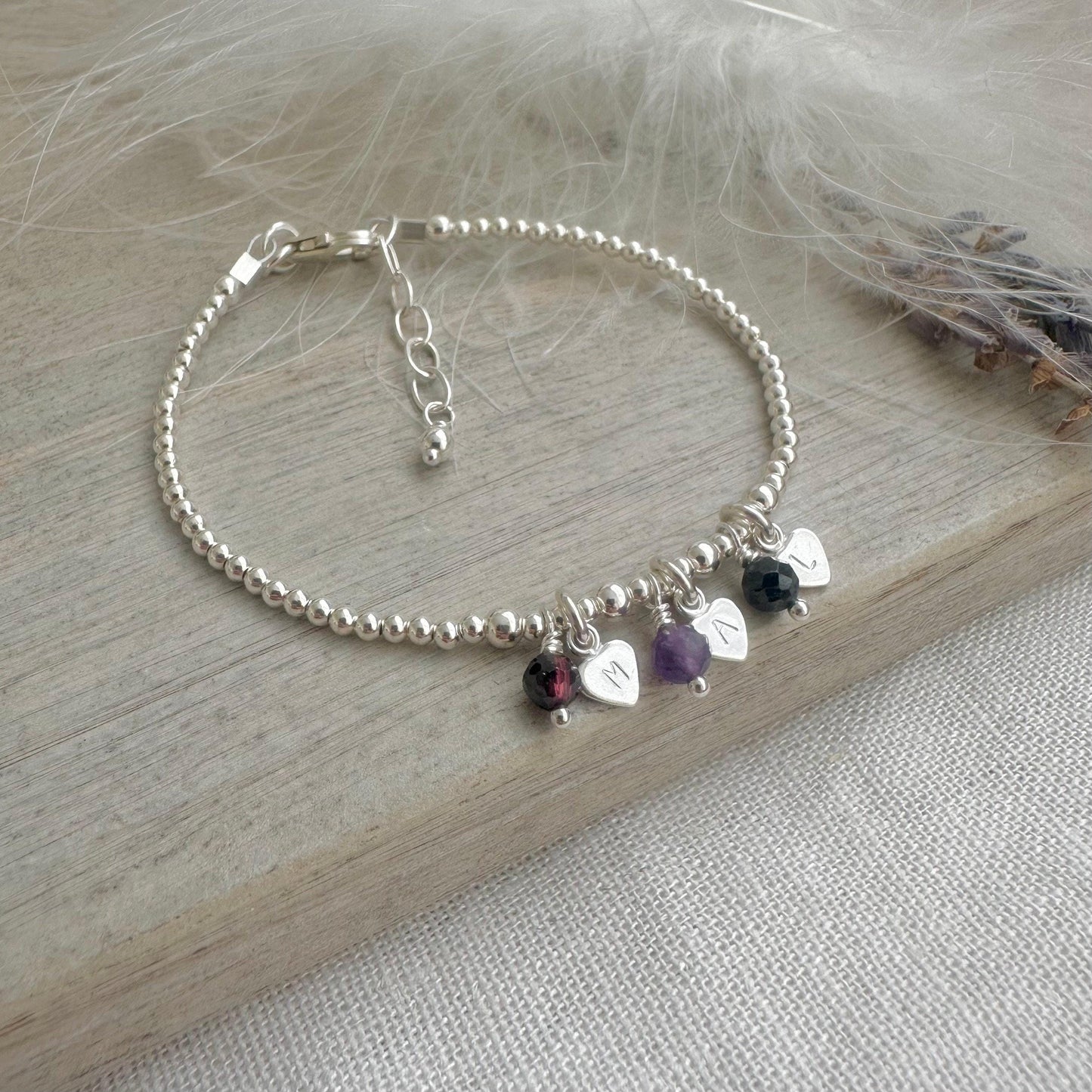 Personalised Family Birthstone Bracelet , Family Initials for Mum or Grandmother