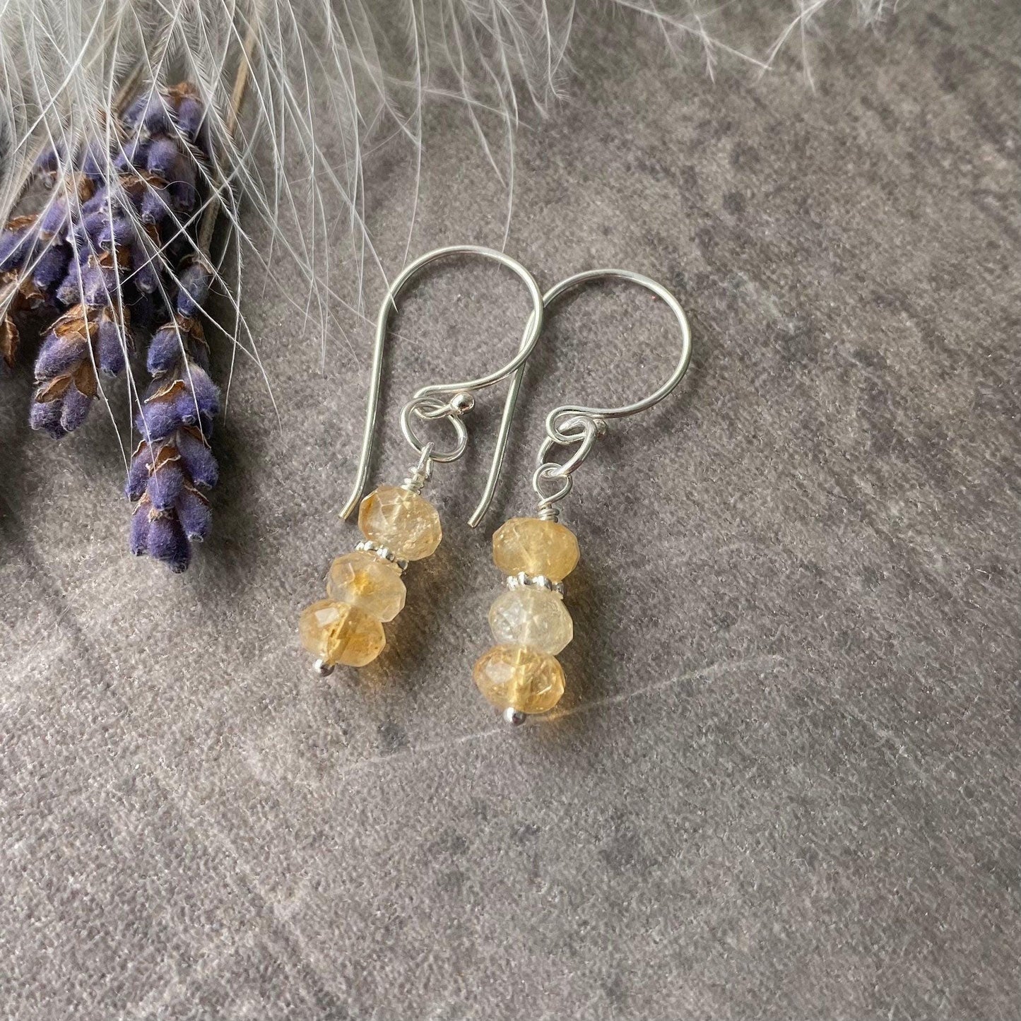 November Birthstone Earrings, Citrine Jewellery, Sterling Silver Earrings, Earrings for Women, Jewellery for Women