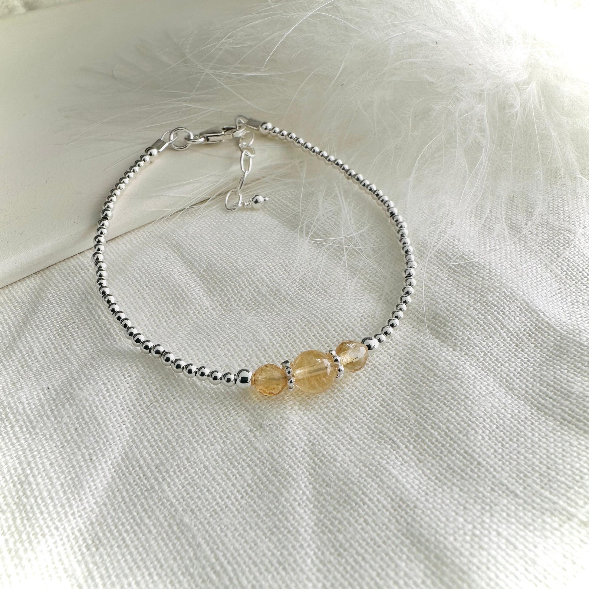 Yellow Citrine Bracelet, , November Birthstone Sterling Silver