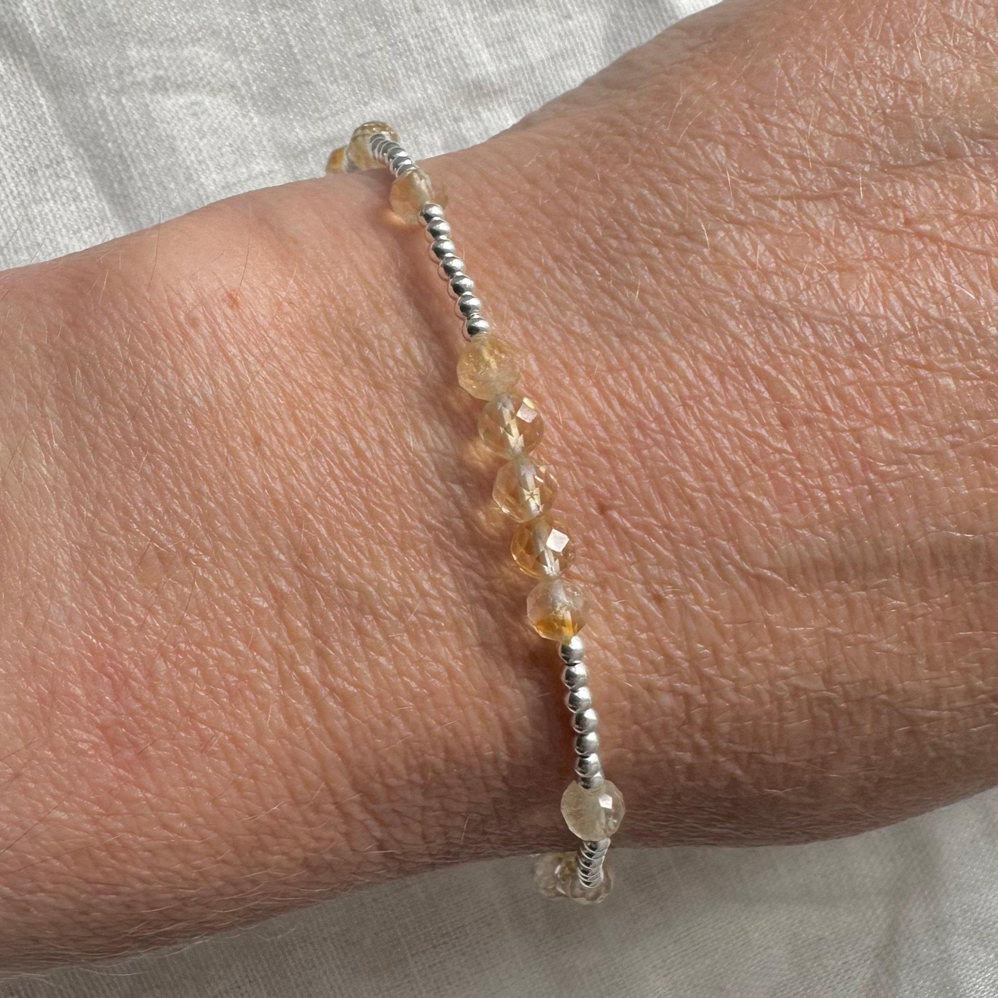 Dainty Citrine Bracelet in Sterling Silver, November Birthstone