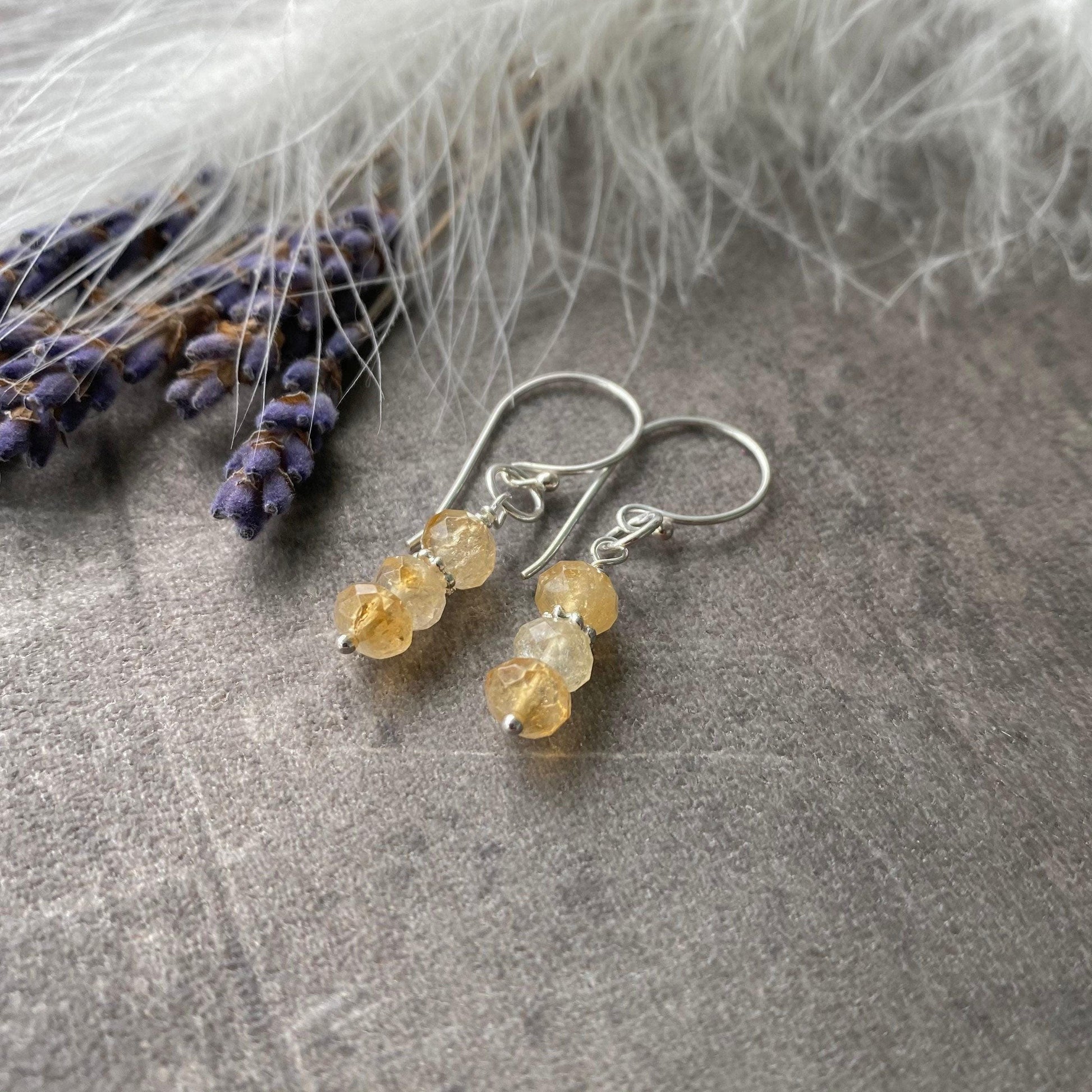 November Birthstone Earrings, Citrine Jewellery, Sterling Silver Earrings, Earrings for Women, Jewellery for Women