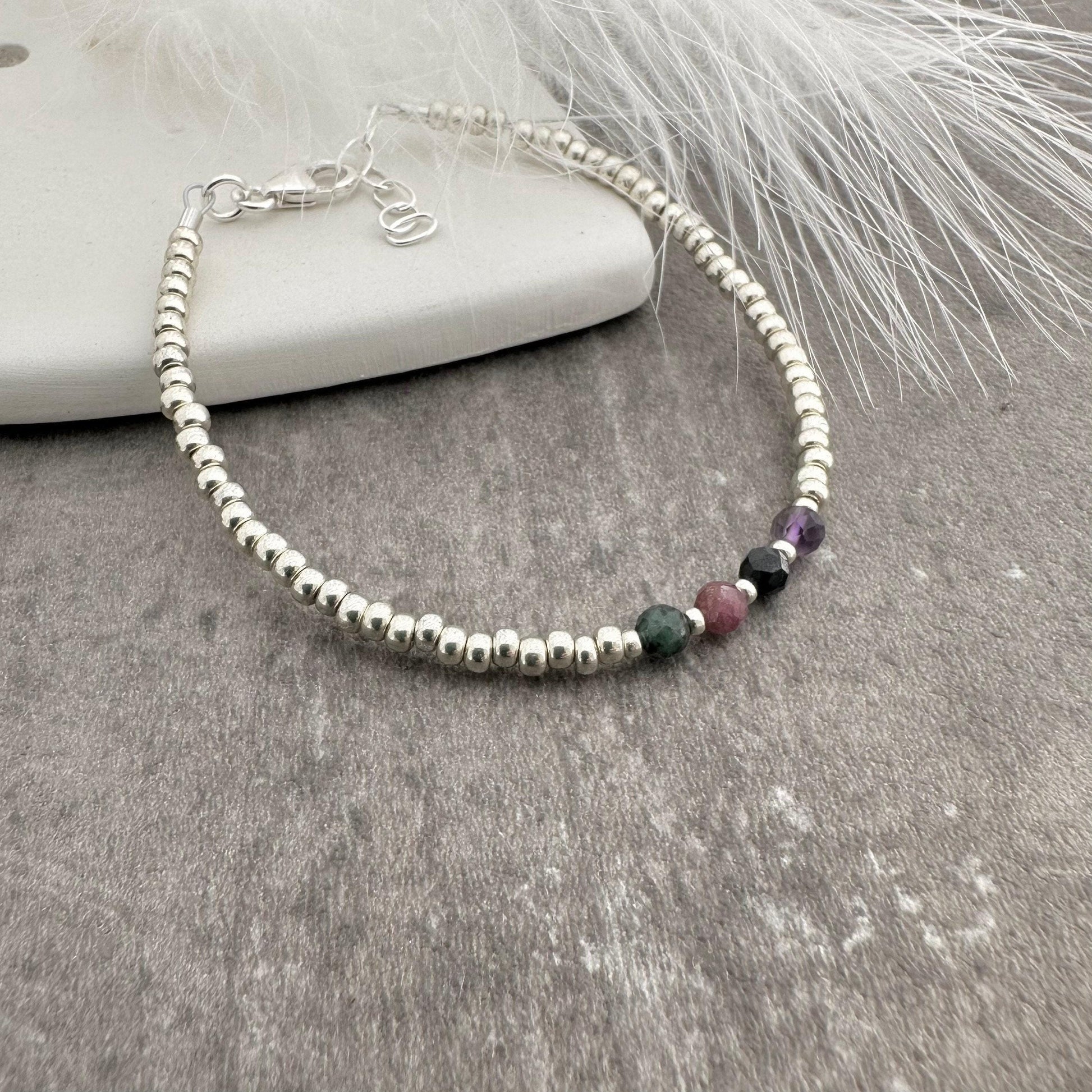 Family Birthstones Seed Bead Bracelet for Mum, with Childrens birthstones