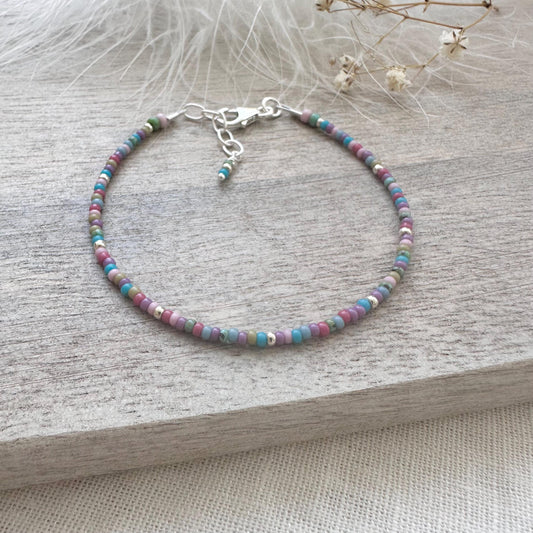 Thin Pastel Colours Bracelet with seed beads pastel colours