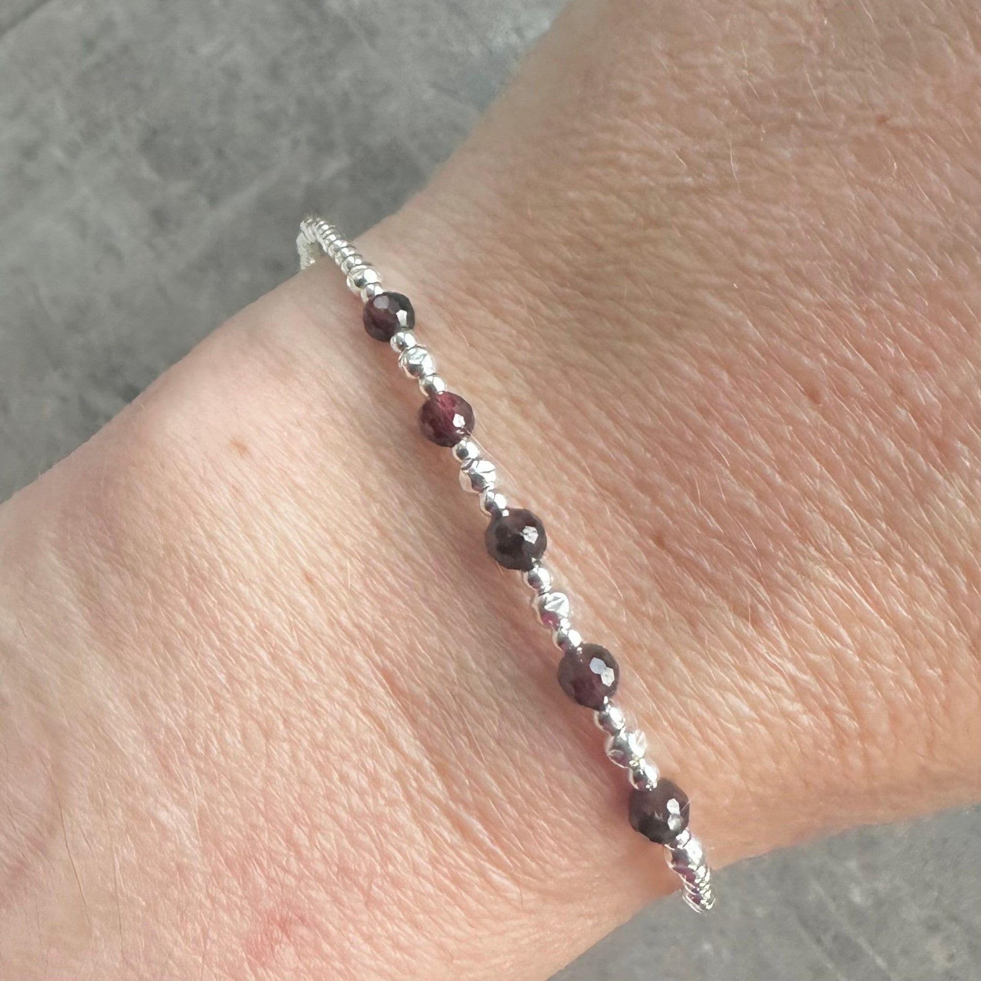 Garnet Bracelet the January Birthstone sterling silver bracelet birthday gift for women