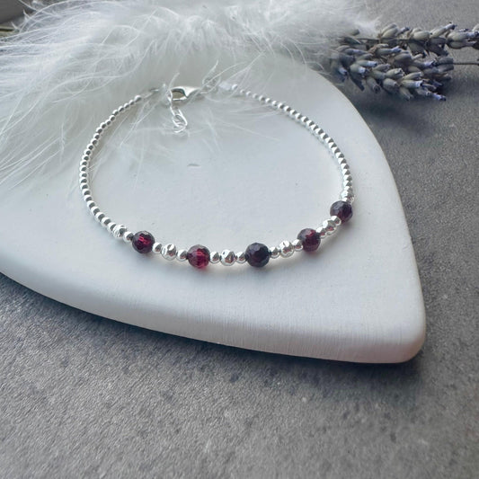 Garnet Bracelet the January Birthstone sterling silver bracelet birthday gift for women