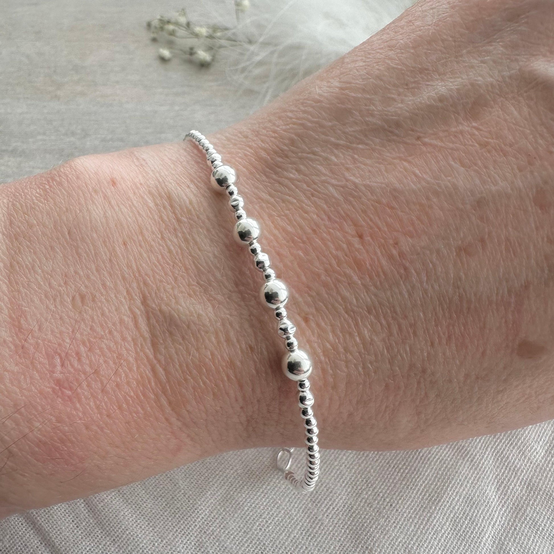 40th Birthday Gift 4 Beads 4 Decades Bracelet, Jewellery Gift for Her 40th in Sterling Silver