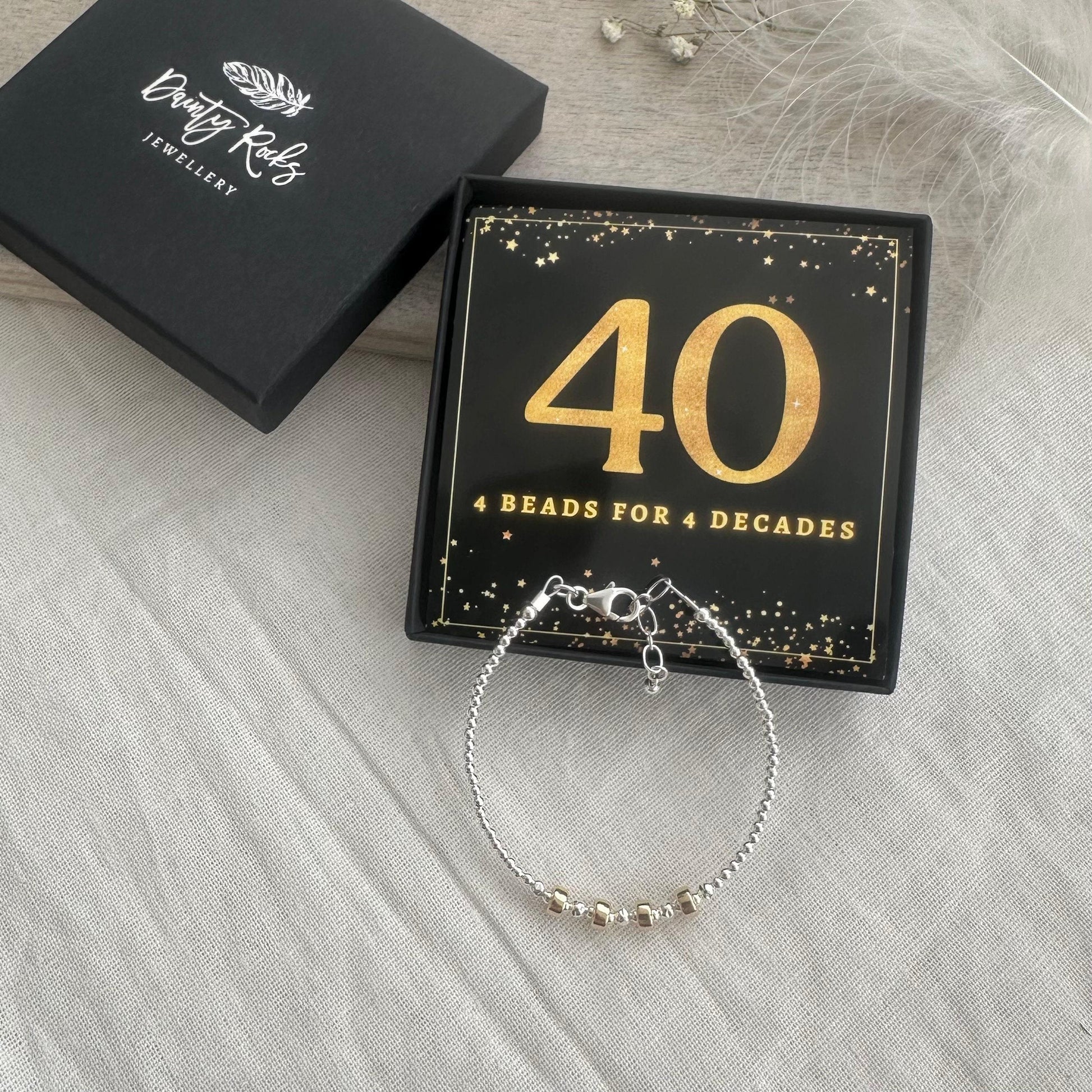 4 Decade Bracelet 40th Birthday Jewellery Gift for Her in Sterling Silver