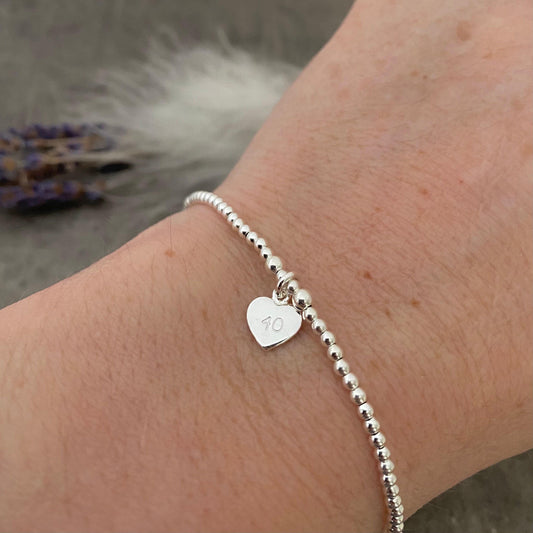 40th Birthday Bracelet in Sterling Silver