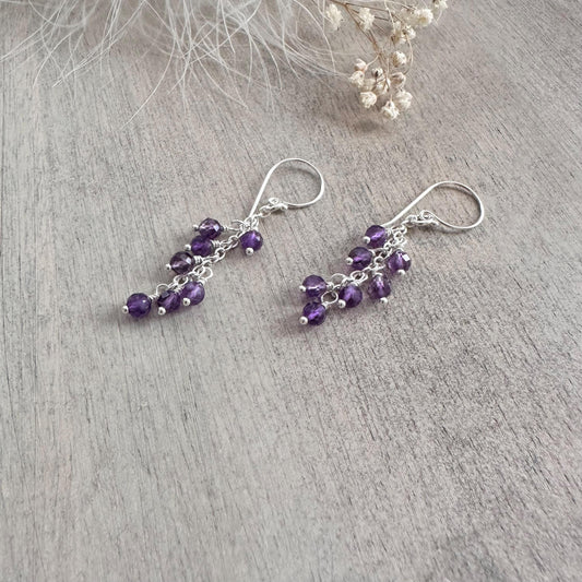 Amethyst Earrings, February birthstone Cascade Earrings