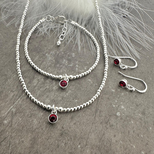 Dainty Crystal Birthstone Necklace in Sterling Silver