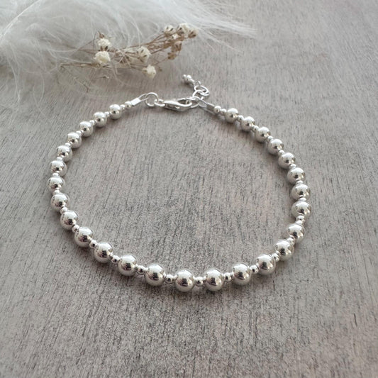 Sterling Silver Bracelet 5mm beads, Stacking Bracelet