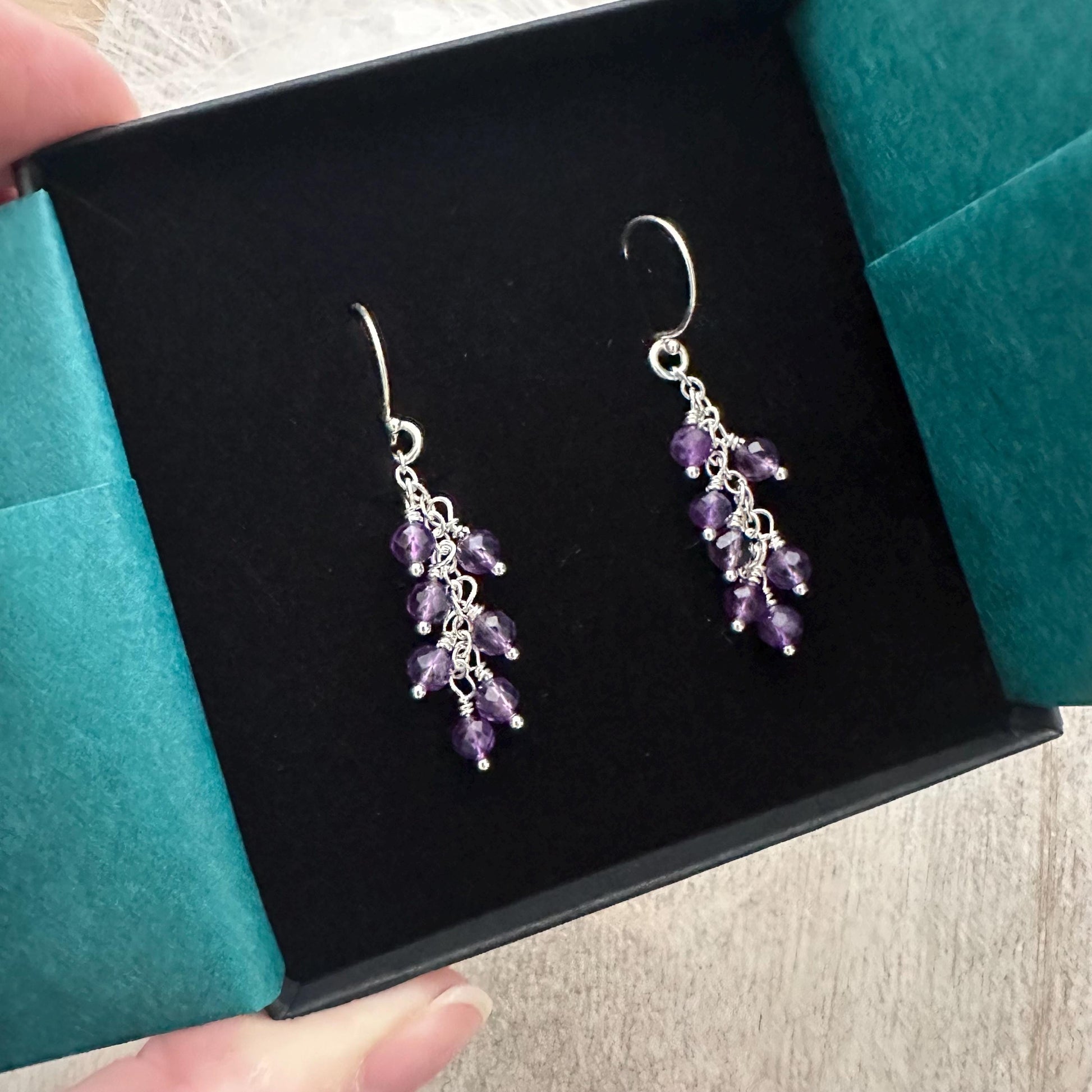 Amethyst Earrings, February birthstone Cascade Earrings