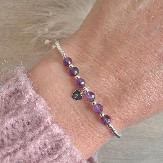 Amethyst Bracelet, February Birthstone Jewellery in Sterling Silver