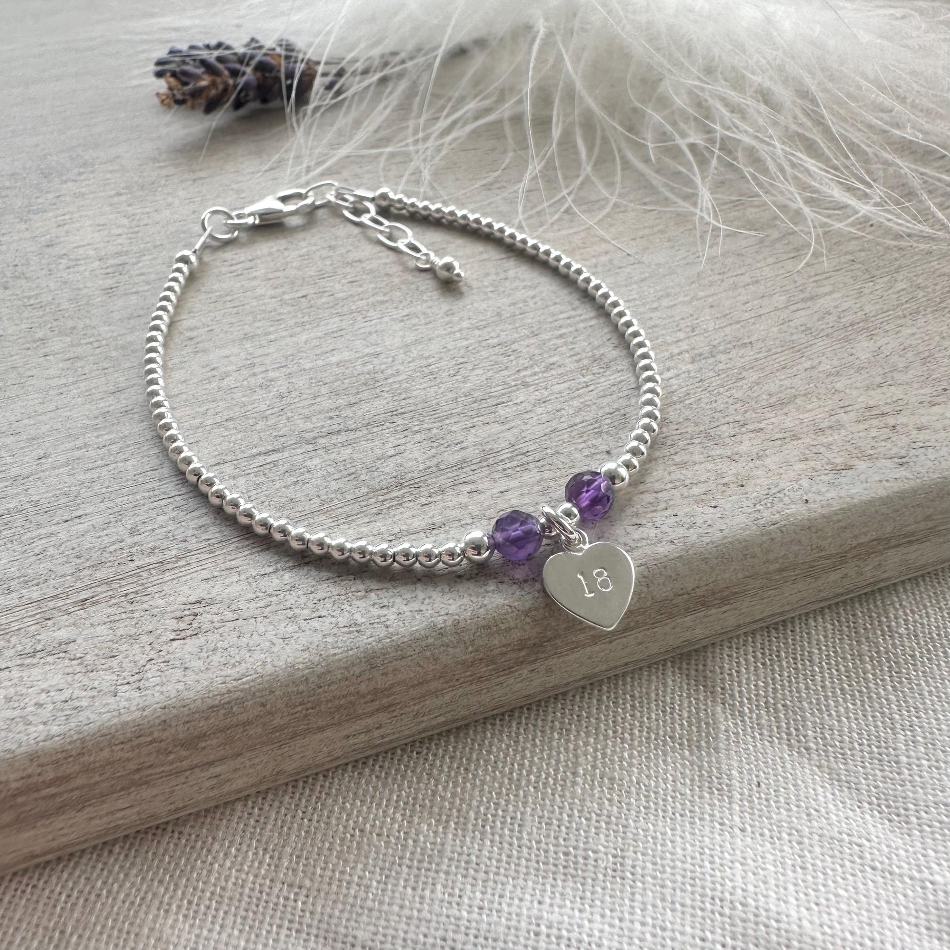 Birthday Birthstone Bracelet, 16th 18th 21st 30th 40th 50th