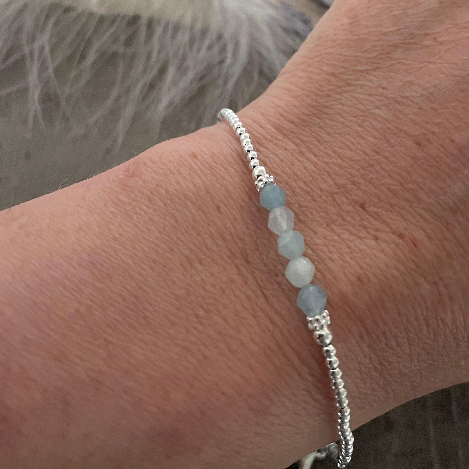 Pale Aquamarine Bracelet, March Birthstone