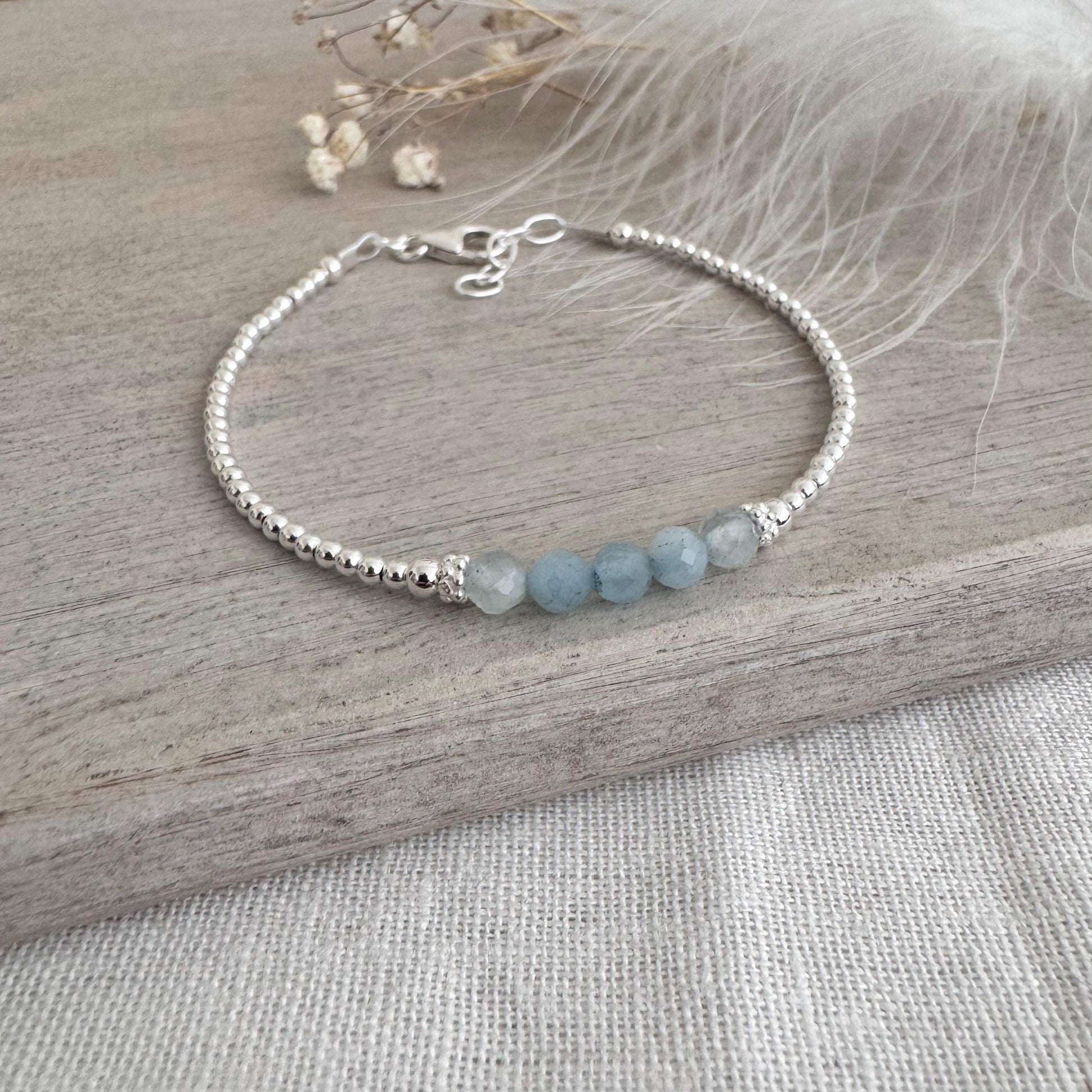 Pale Aquamarine Bracelet, March Birthstone