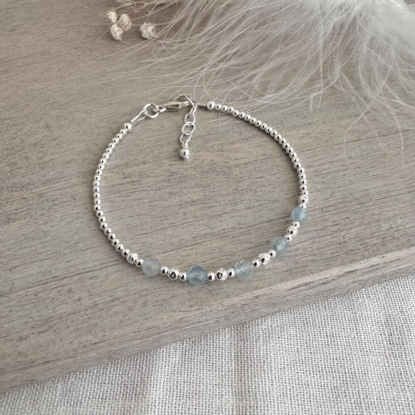 Aquamarine Bracelet the March Birthstone sterling silver bracelet birthday gift for women