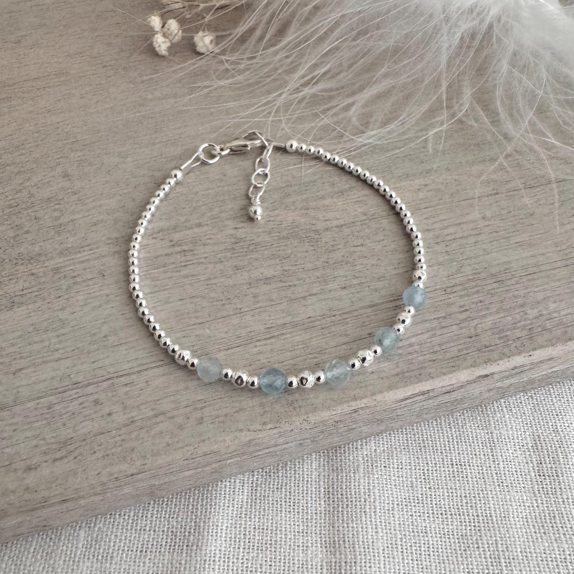 Aquamarine Bracelet the March Birthstone sterling silver bracelet birthday gift for women