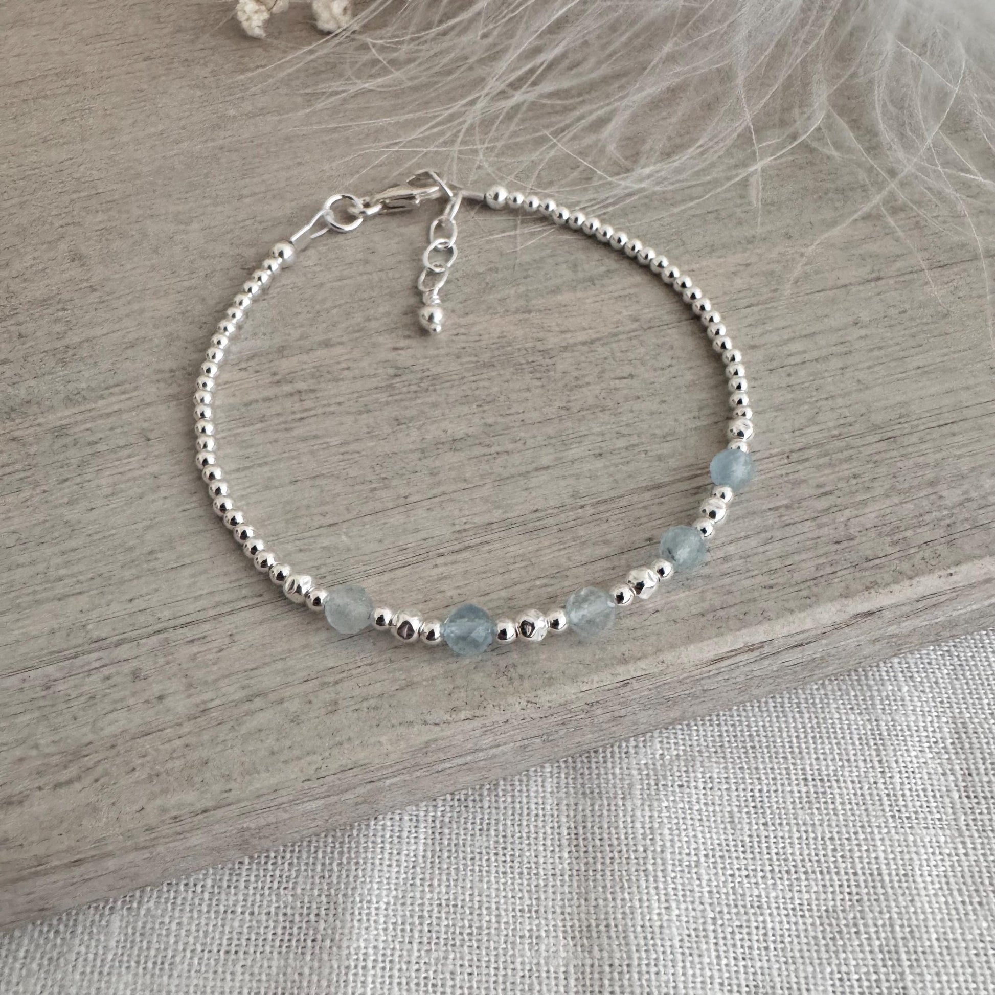 Aquamarine Bracelet the March Birthstone sterling silver bracelet birthday gift for women