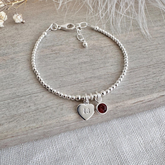 18th Birthday Milestone Gift, Dainty Bracelet with Cubic Zirconia Birthstone