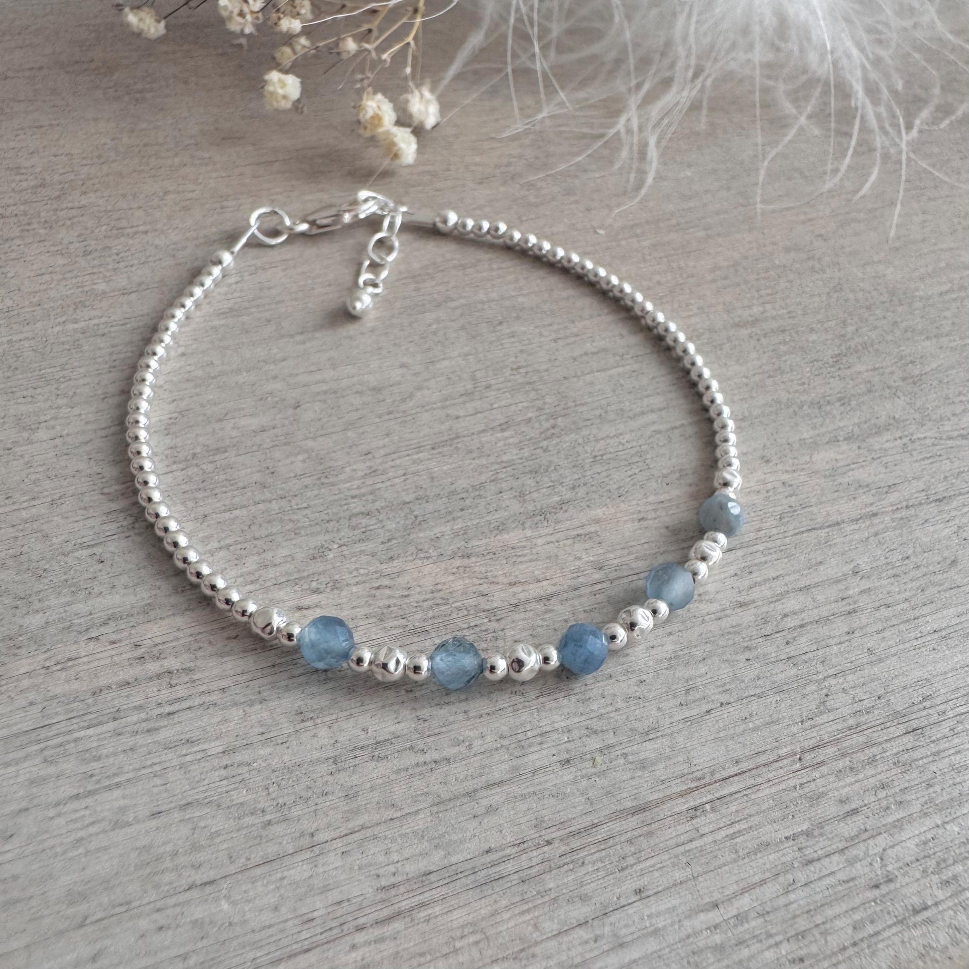 Aquamarine Bracelet the March Birthstone sterling silver bracelet birthday gift for women