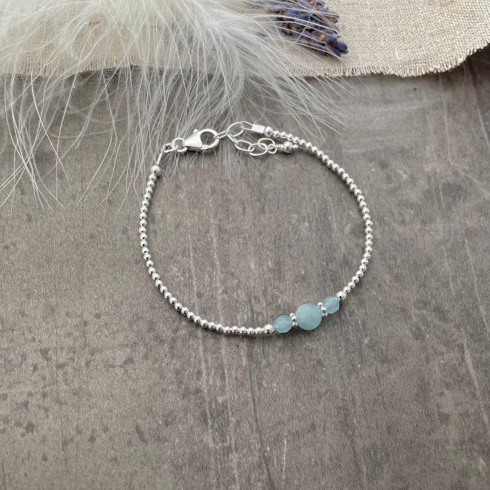 Dainty Aquamarine Bracelet, March Birthstone