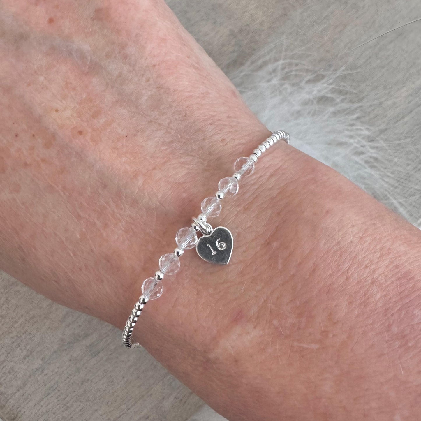 Quartz Bracelet for Milestone Birthday, April Birthstone Jewellery in Sterling Silver, For 16th 18th 21st 30th 40th 50th 60th