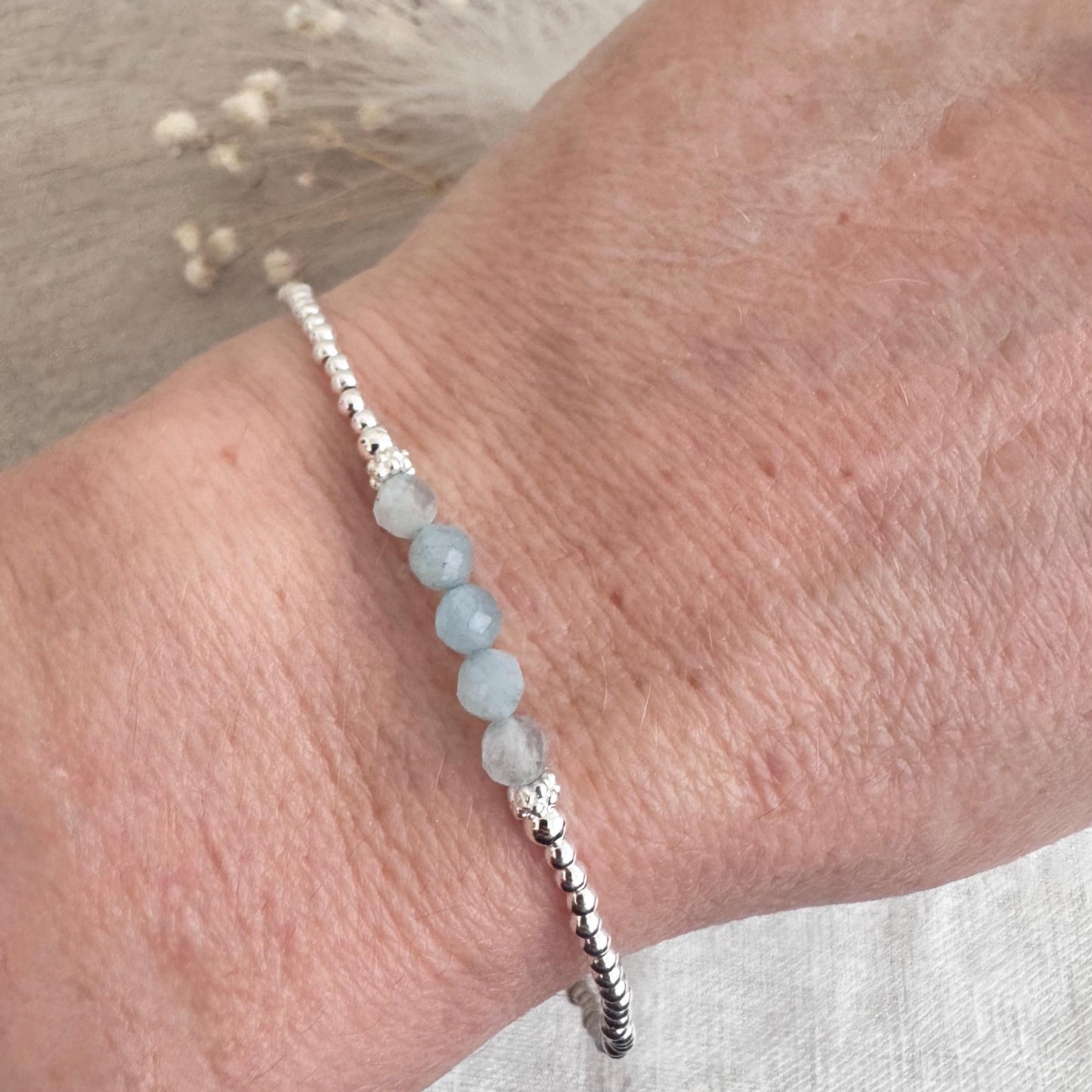 Pale Aquamarine Bracelet, March Birthstone