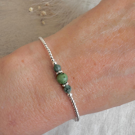 Emerald & Zoisite Bracelet, May Birthstone