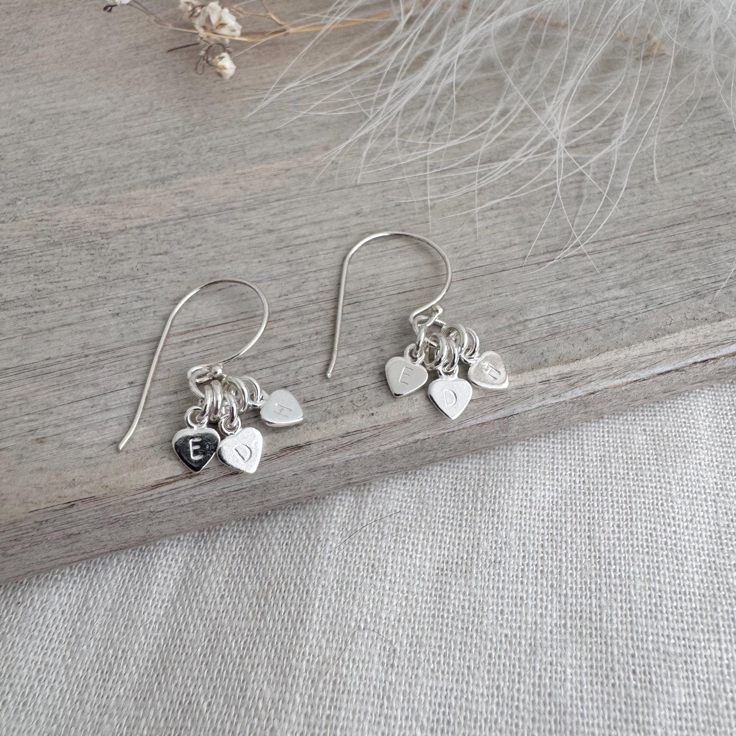 Family Initials Earrings, Personalised in Sterling Silver Gift for Mum for Mothers Day