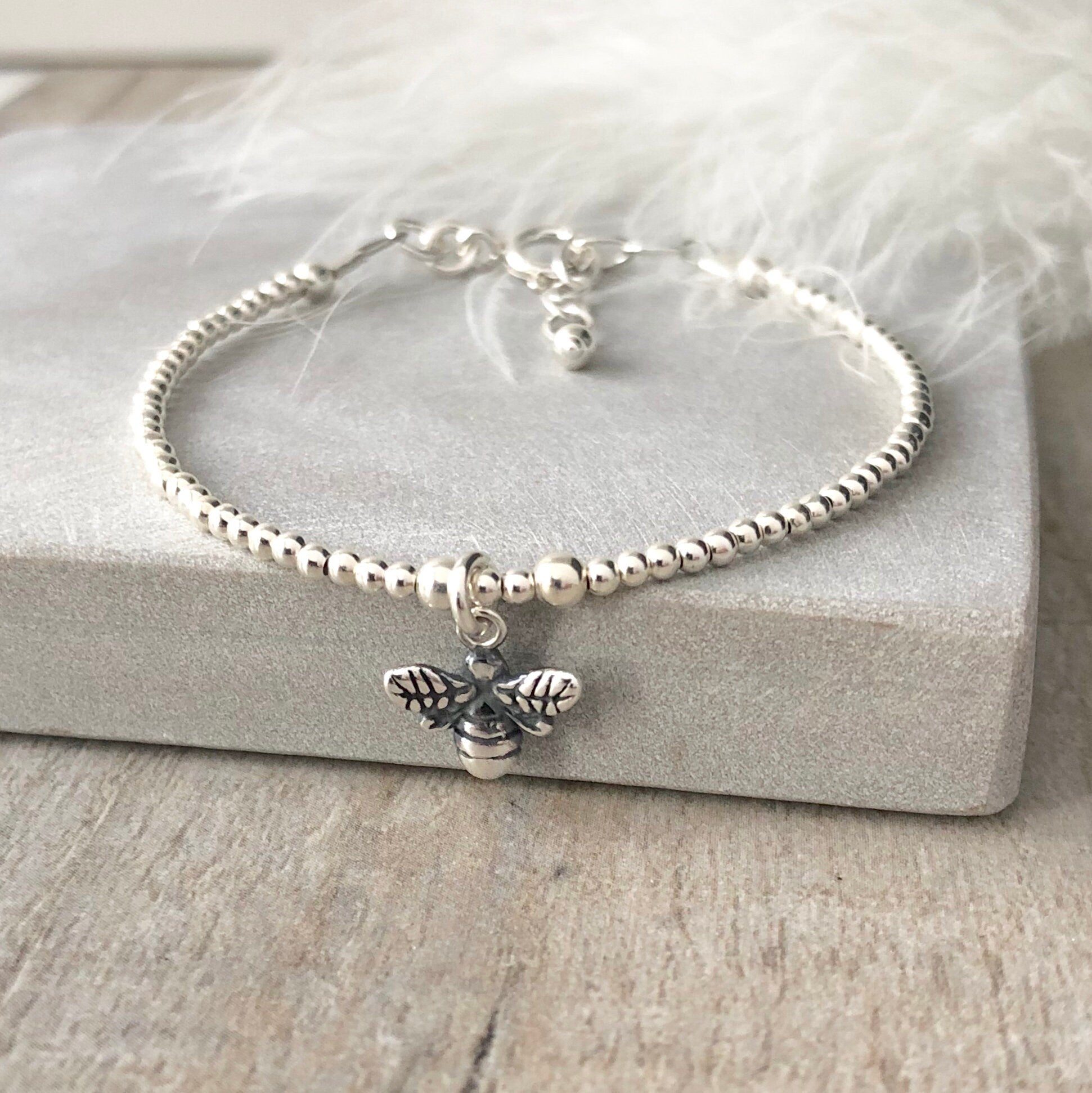 Sterling Silver Bee Bracelet, Manchester Bee Jewellery