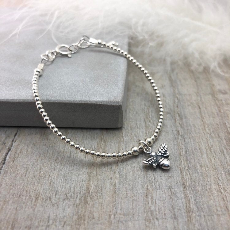 Sterling Silver Bee Bracelet, Manchester Bee Jewellery