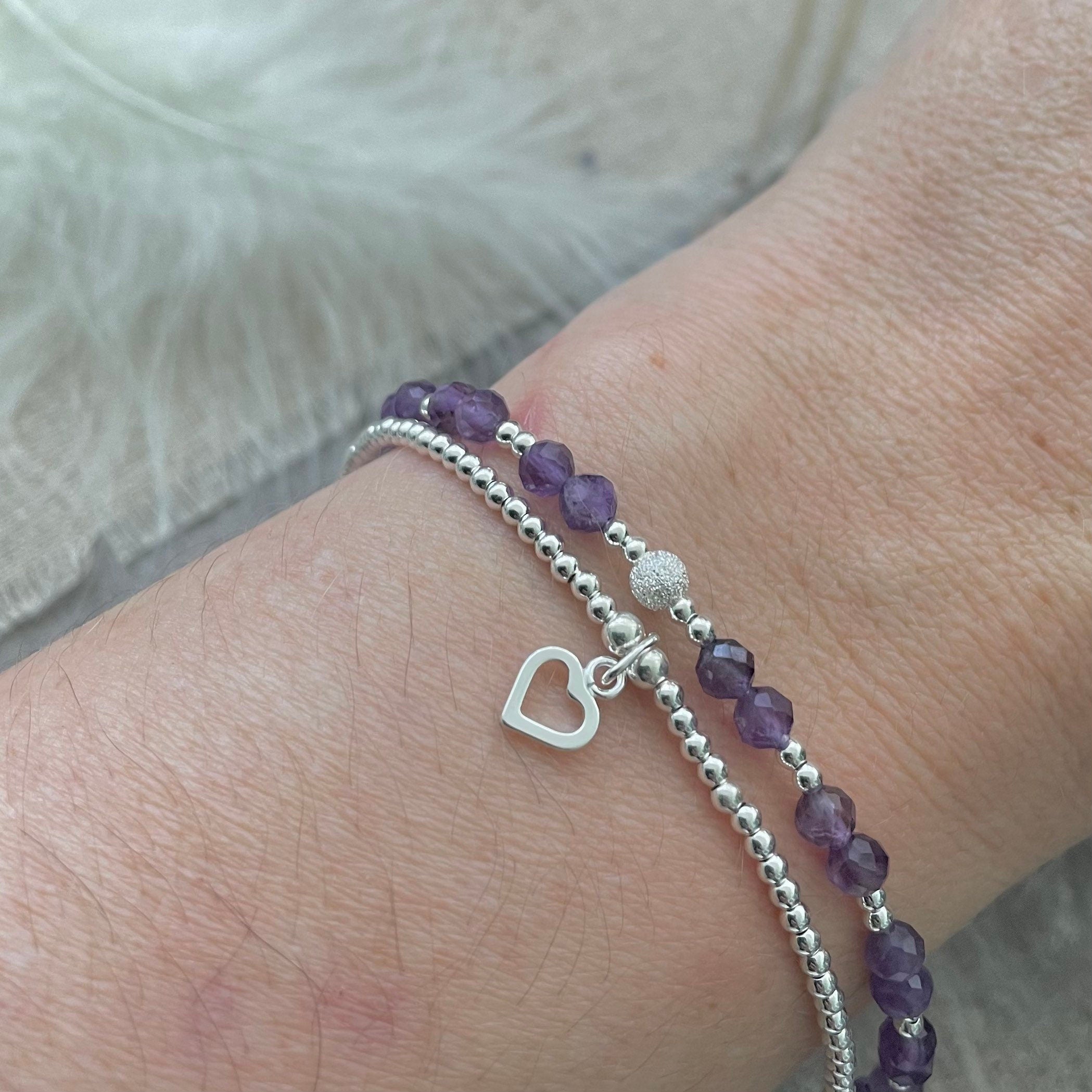 Silver and hot sale amethyst bracelet