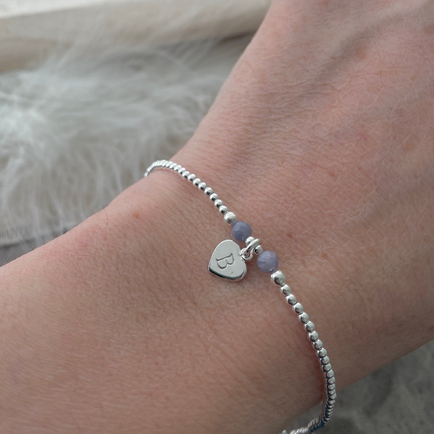 Delicate Personalised Birthstone Bracelet in Sterling Silver , birthday jewellery